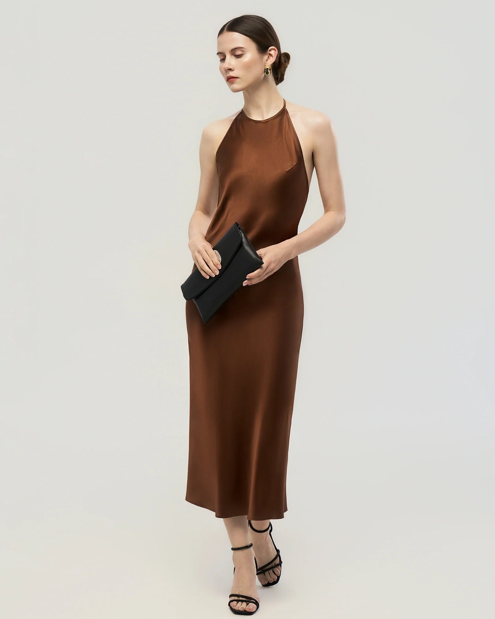 22 Momme Open Back Silk Halter Dress