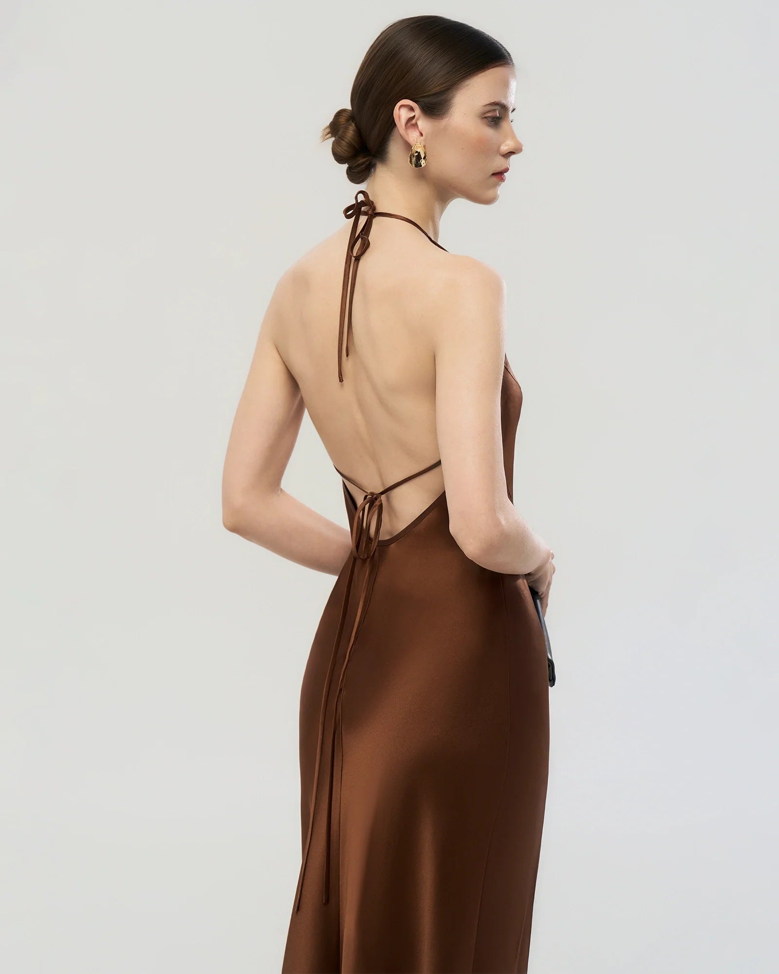 22 Momme Open Back Silk Halter Dress