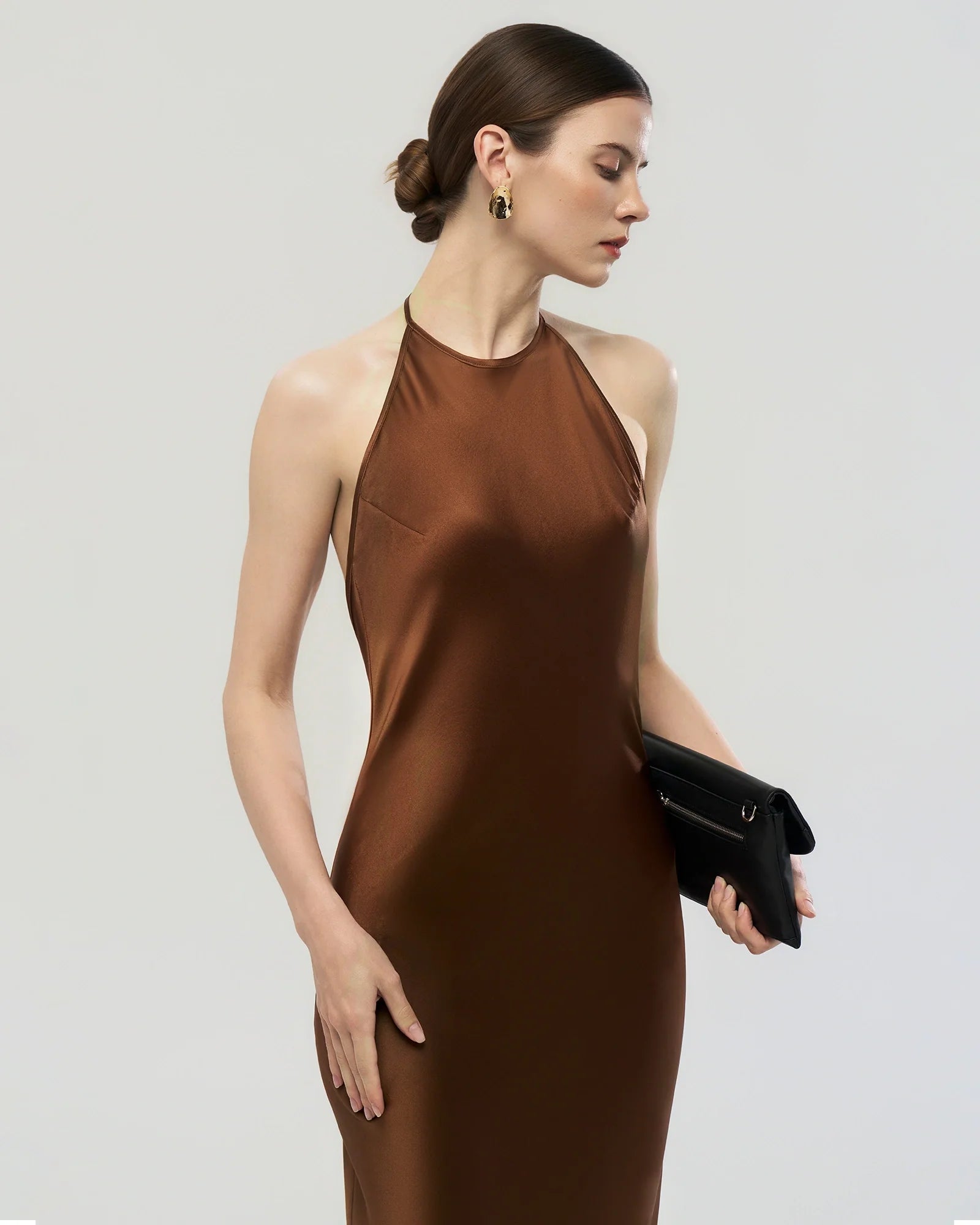 22 Momme Open Back Silk Halter Dress