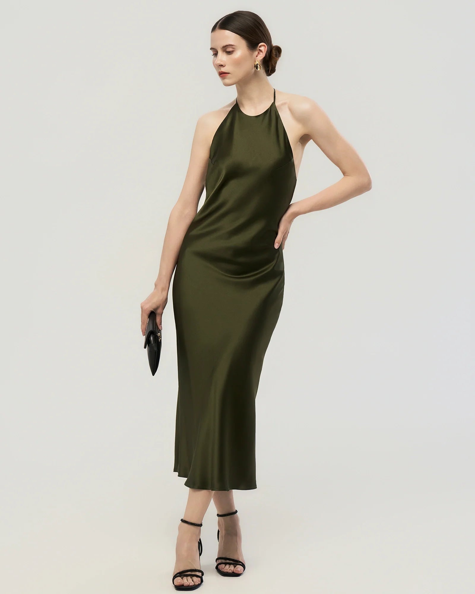 22 Momme Open Back Silk Halter Dress