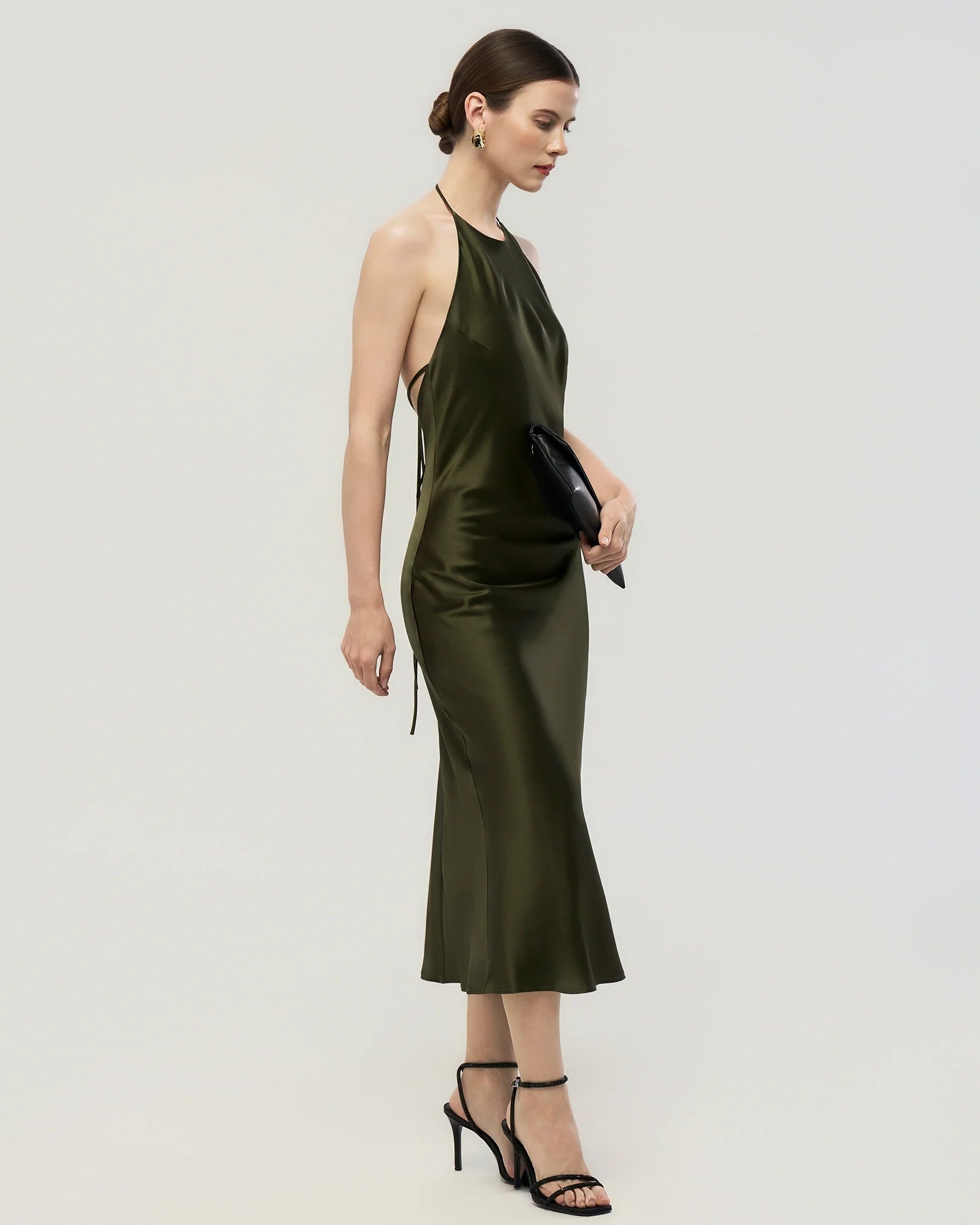 22 Momme Open Back Silk Halter Dress