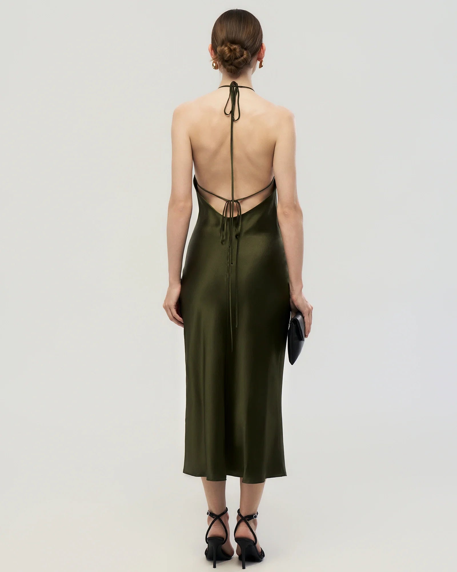 22 Momme Open Back Silk Halter Dress