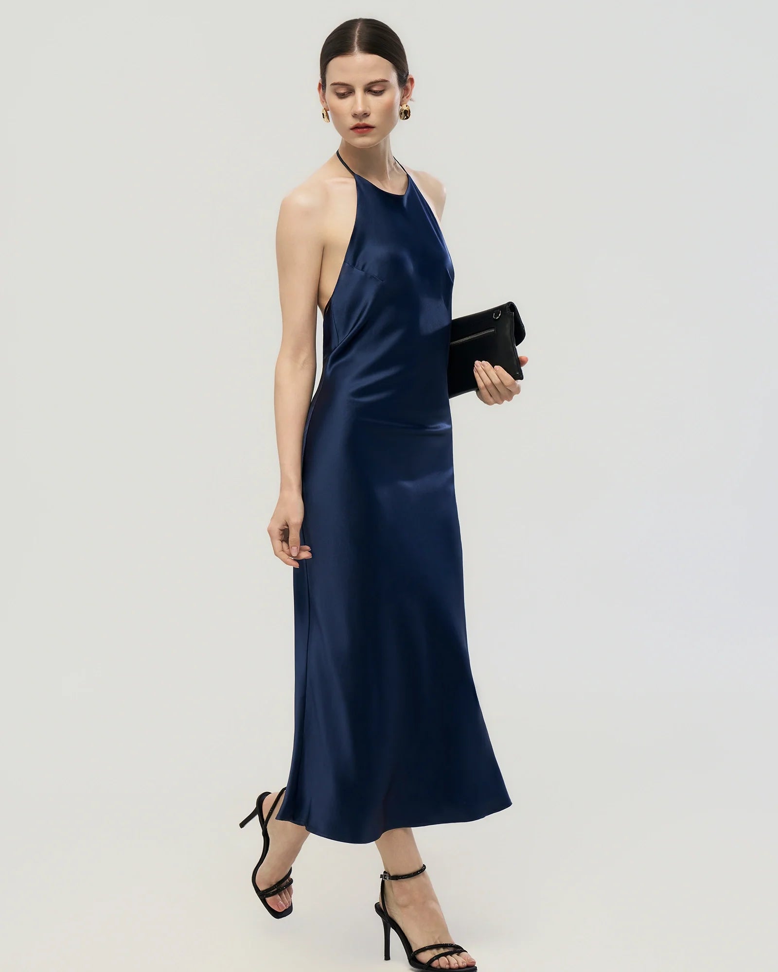 22 Momme Open Back Silk Halter Dress