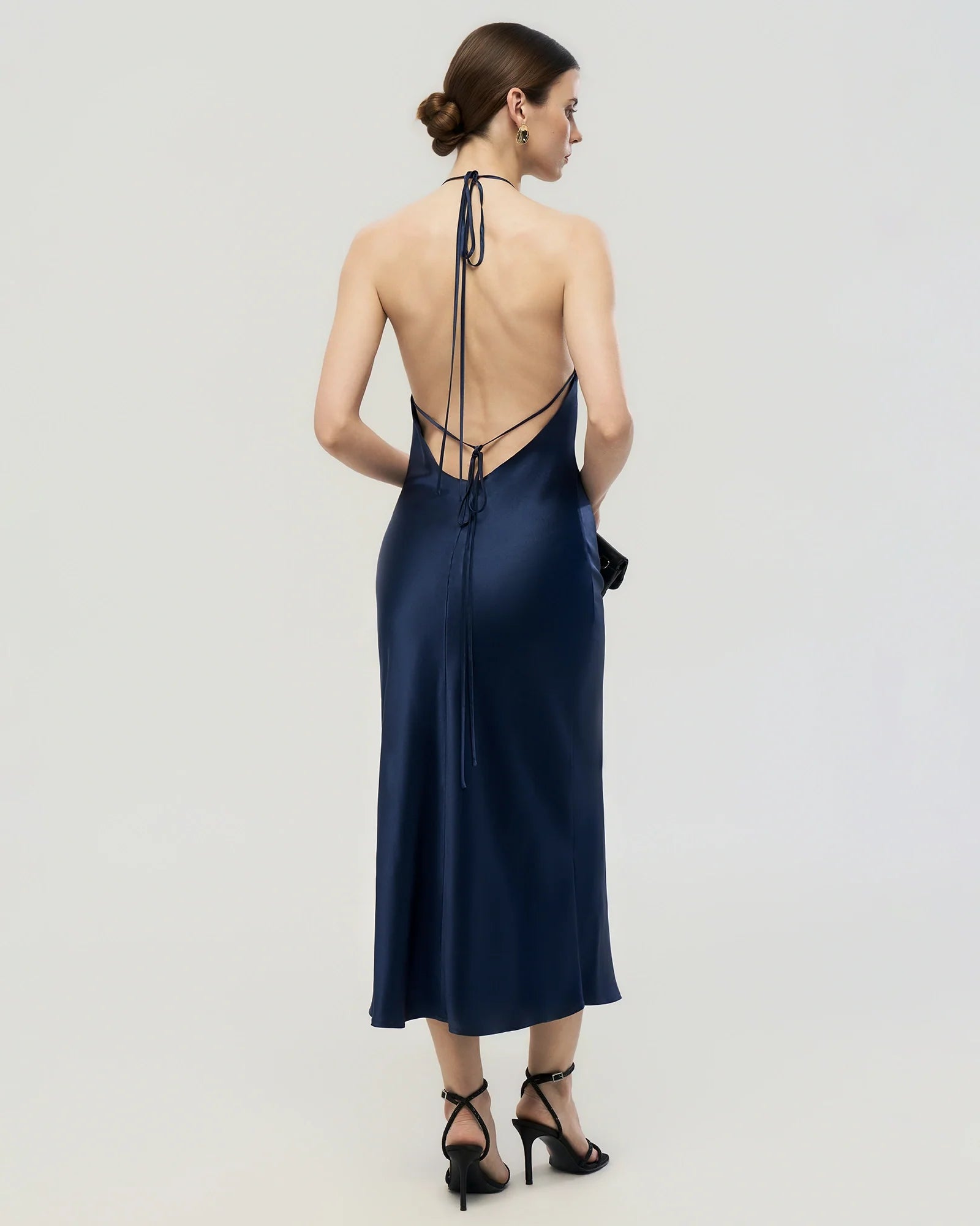 22 Momme Open Back Silk Halter Dress