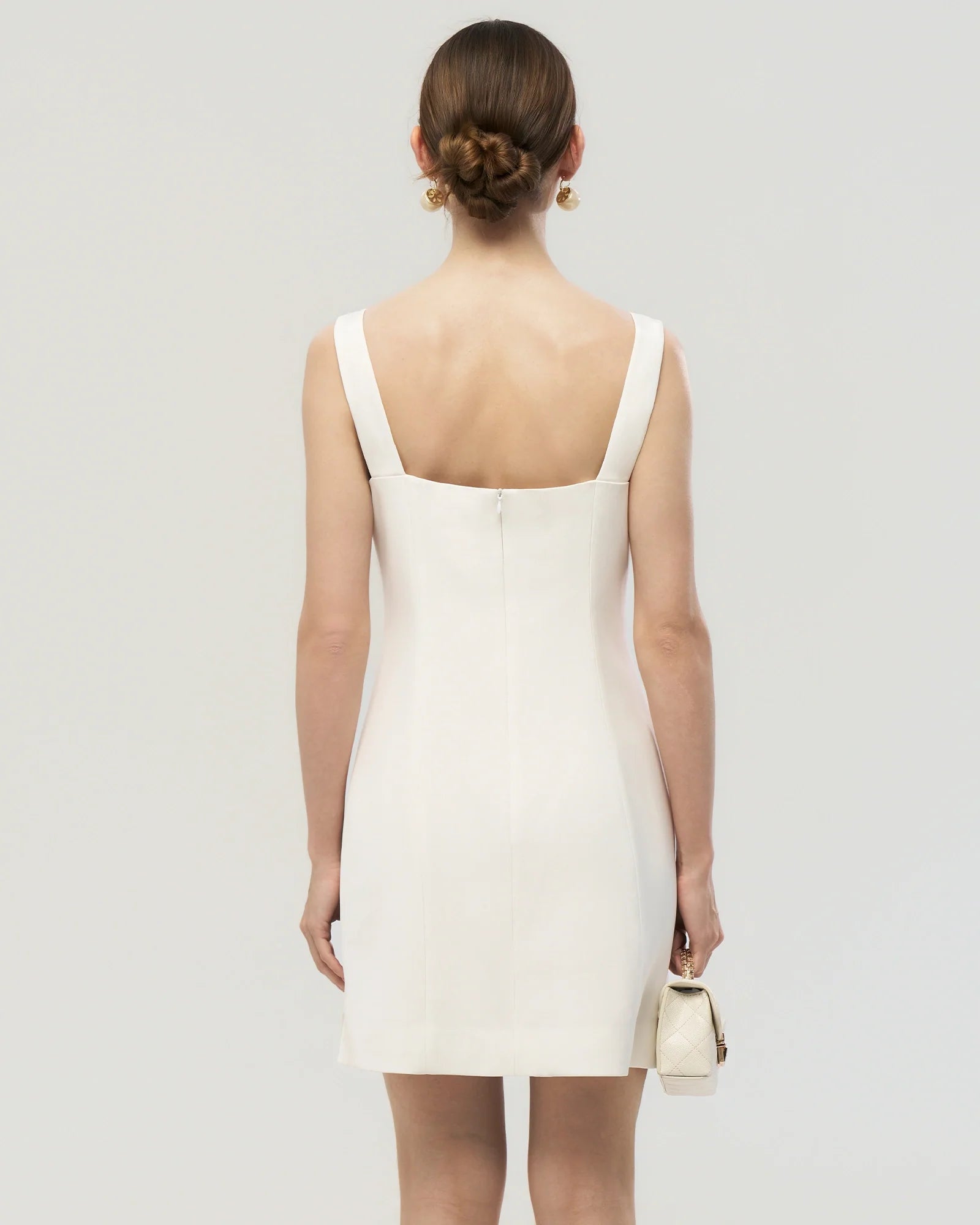 40 Momme Silk Bow Neck Mini Dress
