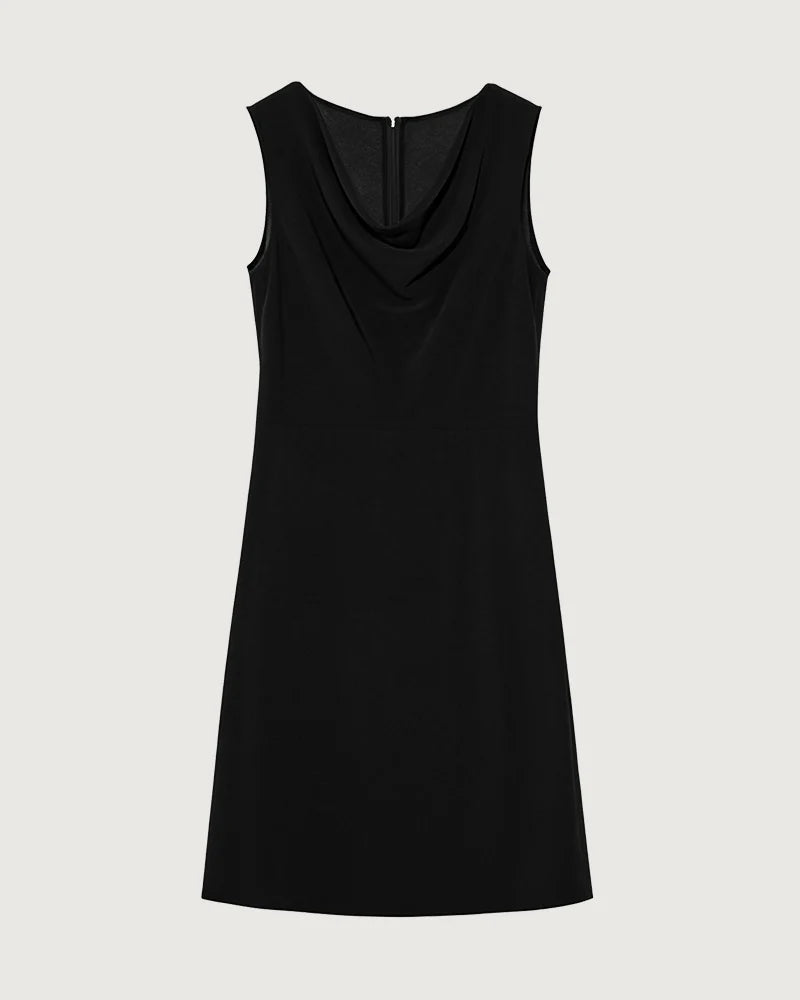 Triacetate Cowl Neck A Line Knee Length Dress