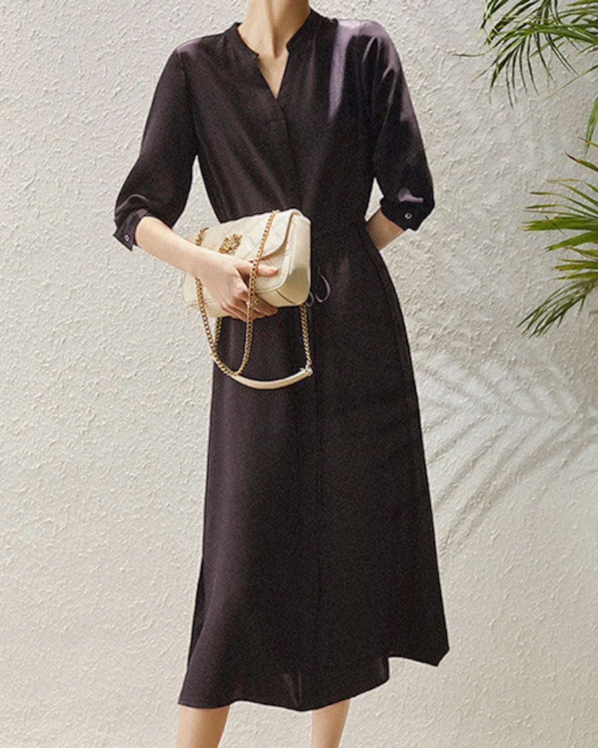 30 Momme Silk Drawstring Midi Shirt Dress