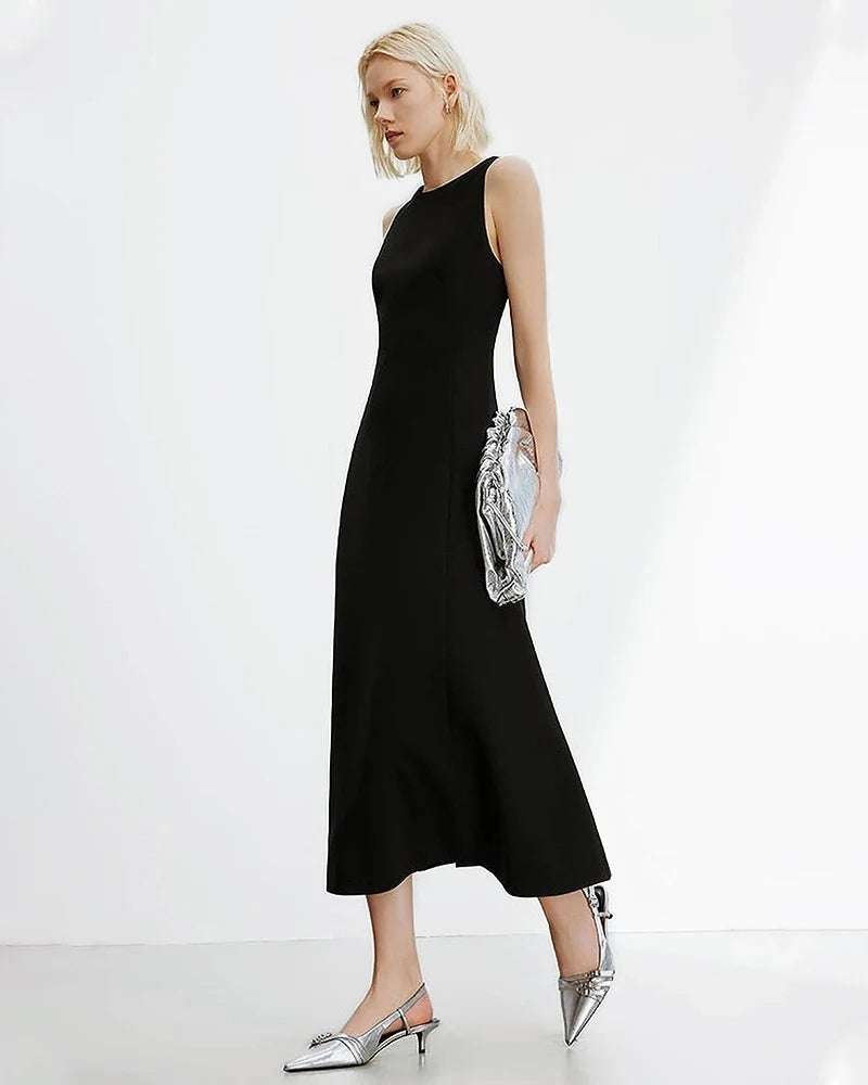 Triacetate Sleeveless A-Line Maxi Dress