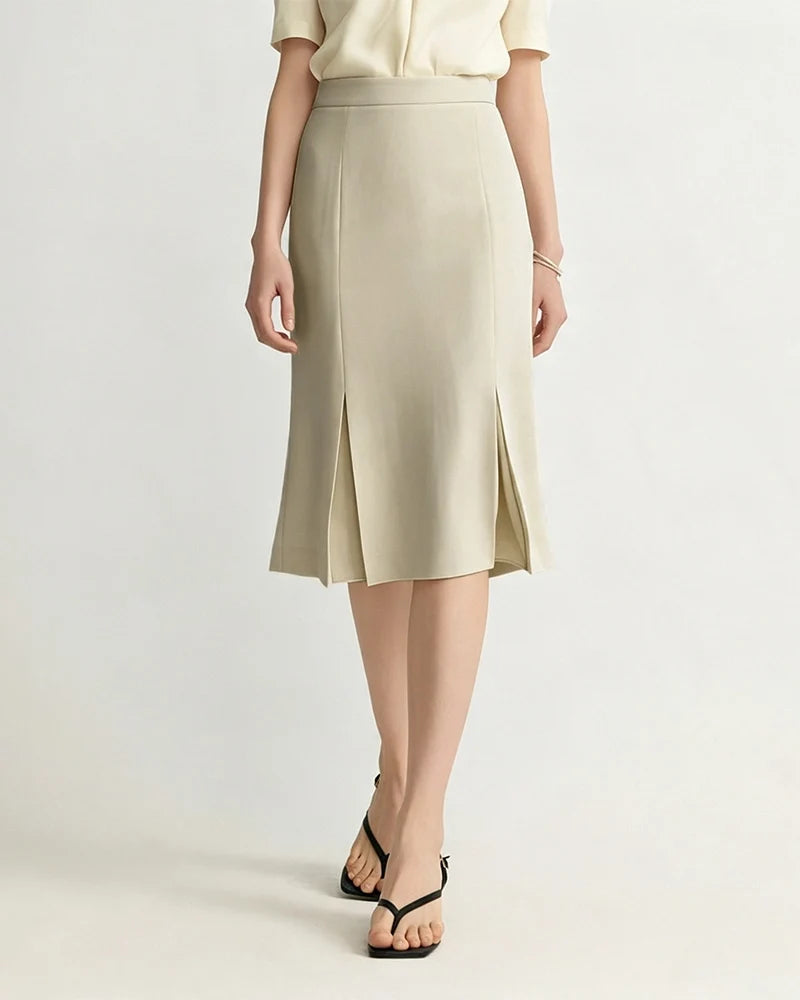 Triacetate A-Line Midi Skirt with Silk Lining