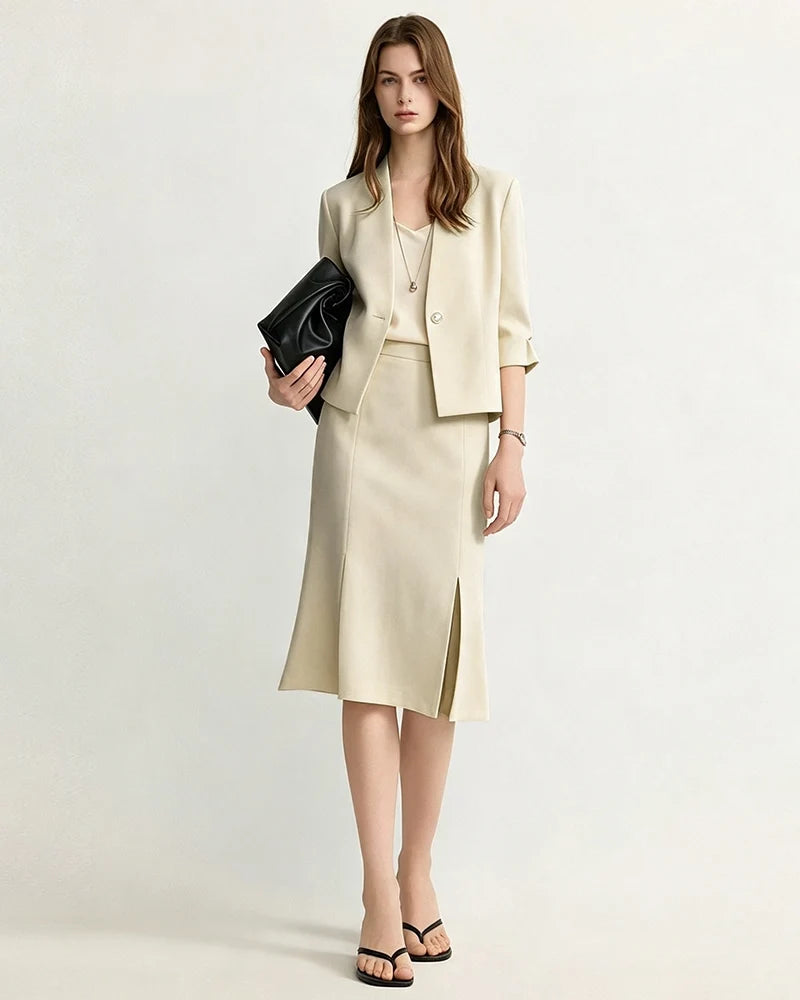 Triacetate A-Line Midi Skirt with Silk Lining