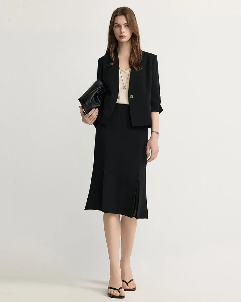 Triacetate A-Line Midi Skirt with Silk Lining