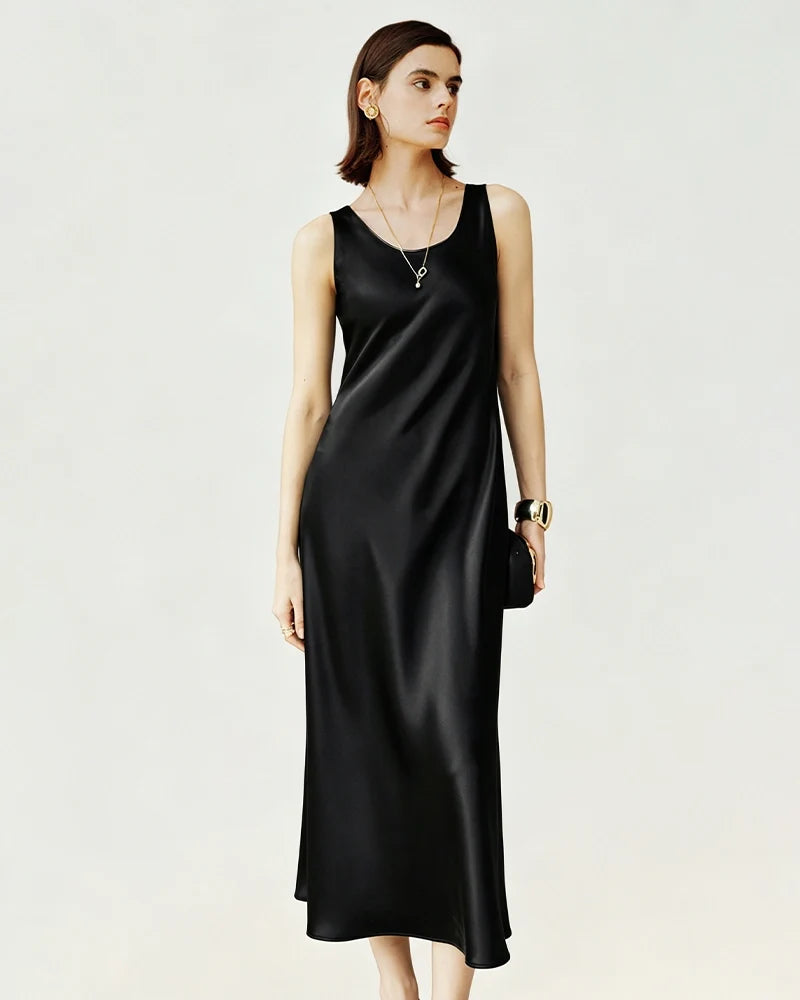 Triacetate Bias Cut Sleeveless Maxi Dress