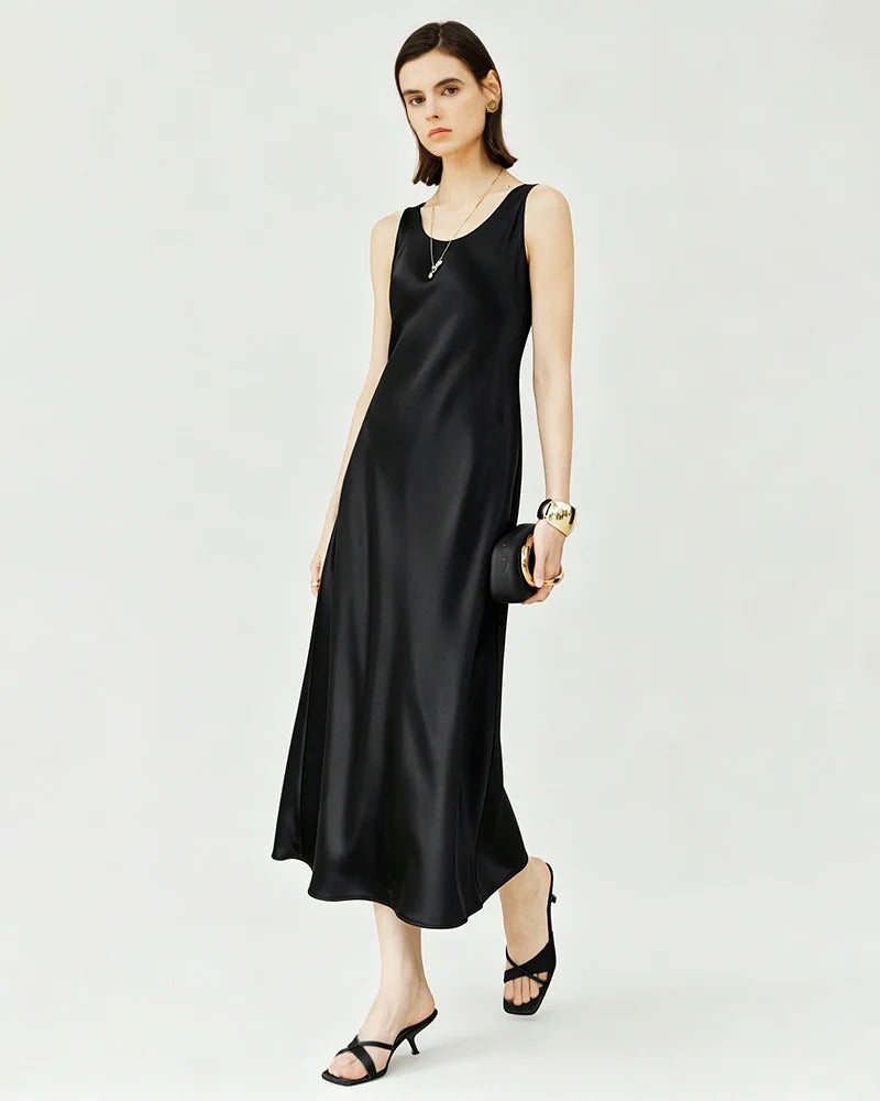 Triacetate Bias Cut Sleeveless Maxi Dress
