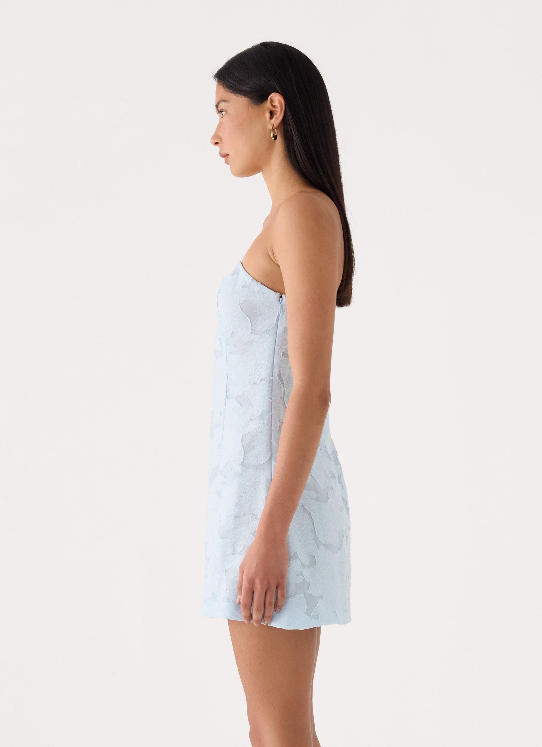 Della Lace Strapless Mini Dress - Blue