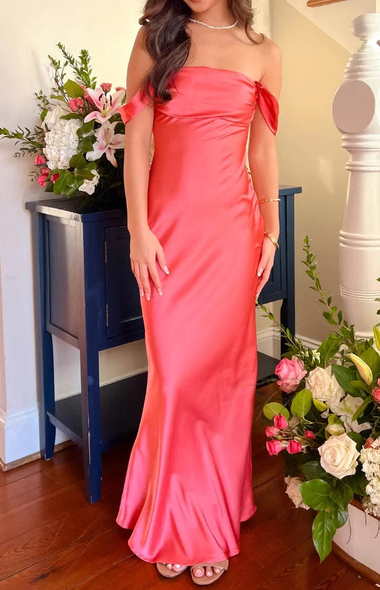 Ella Pink Off Shoulder Maxi Dress