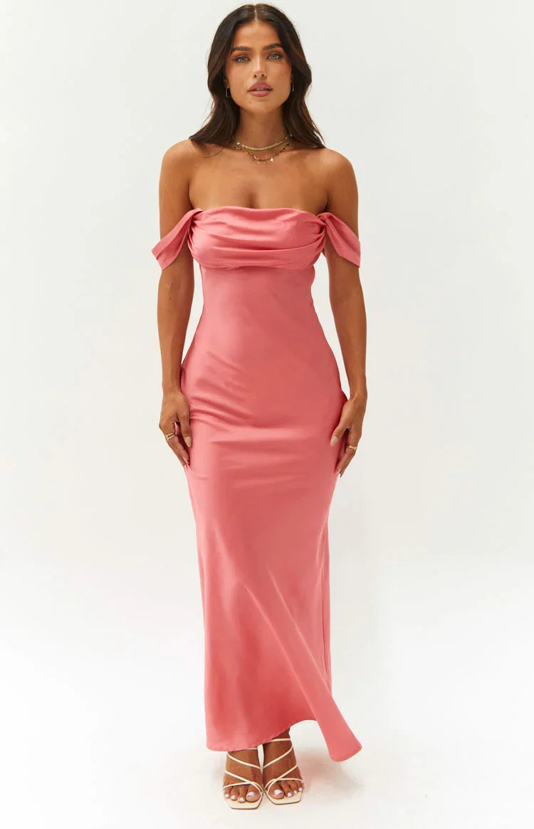 Ella Pink Off Shoulder Maxi Dress