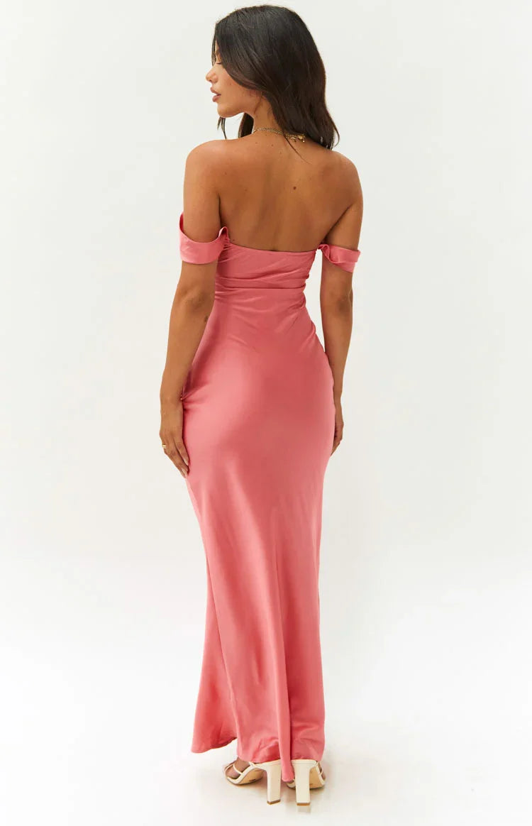Ella Pink Off Shoulder Maxi Dress