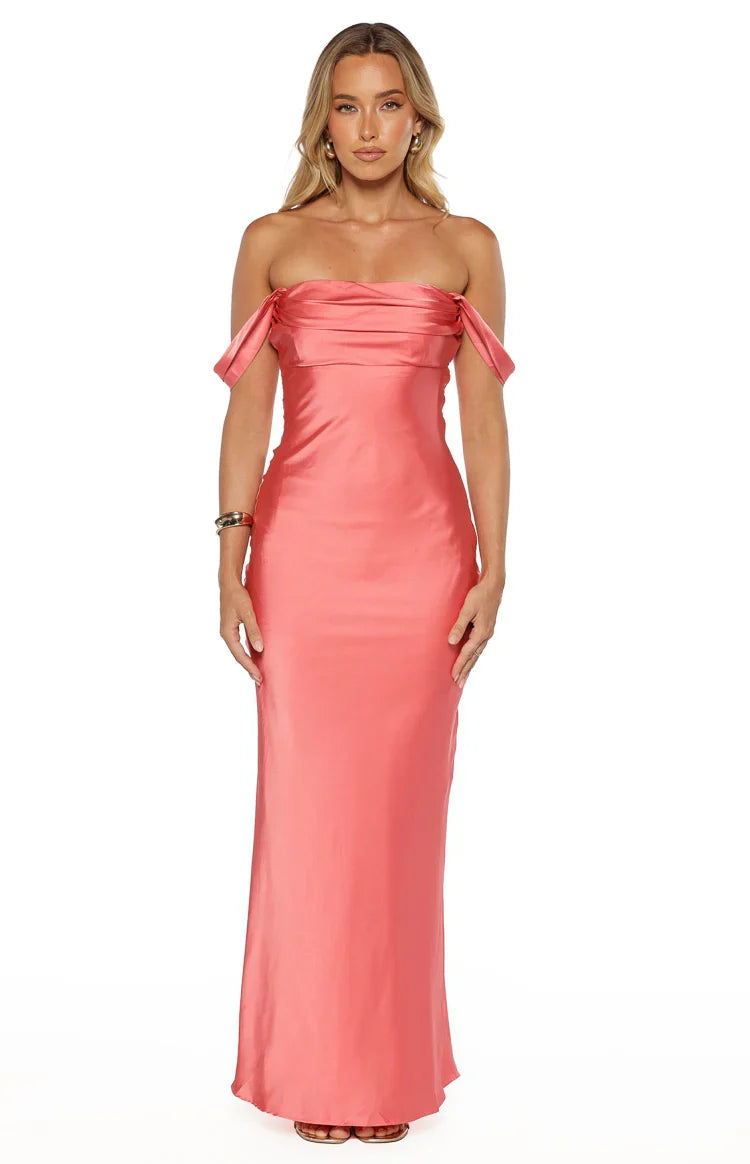 Ella Pink Off Shoulder Maxi Dress