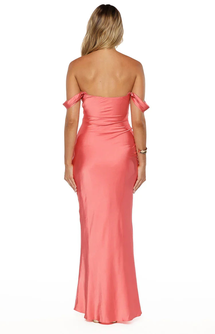Ella Pink Off Shoulder Maxi Dress