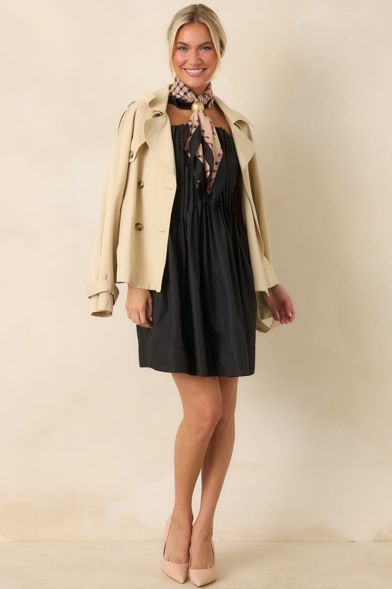 Pressed to Impress Black Pleated Mini Dress