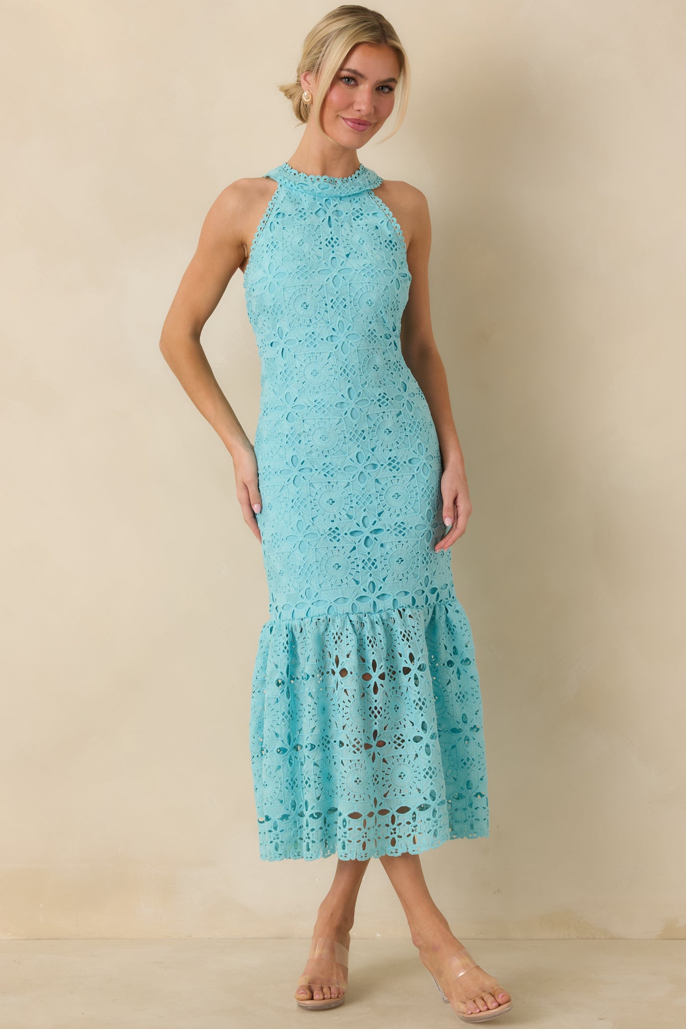 It's A New Day Horizon Blue Floral Embroidered Maxi Dress