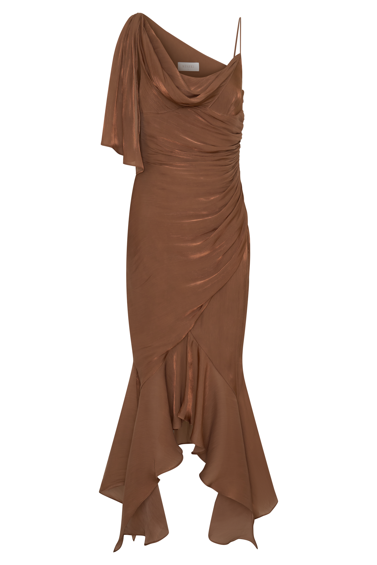 Edith Draped Maxi Dress - Cognac