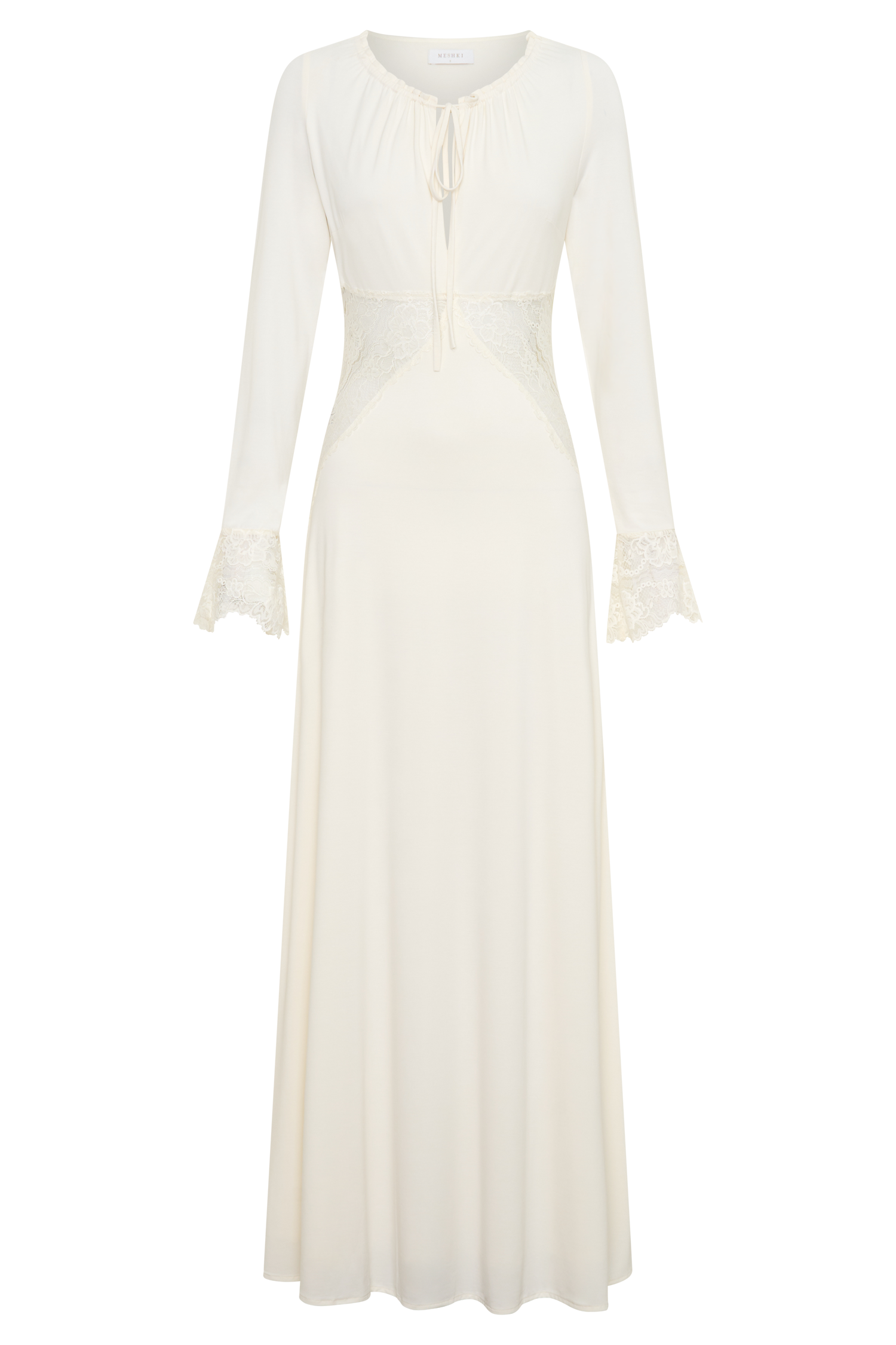 Elethea Lace Slinky Maxi Dress - Ivory
