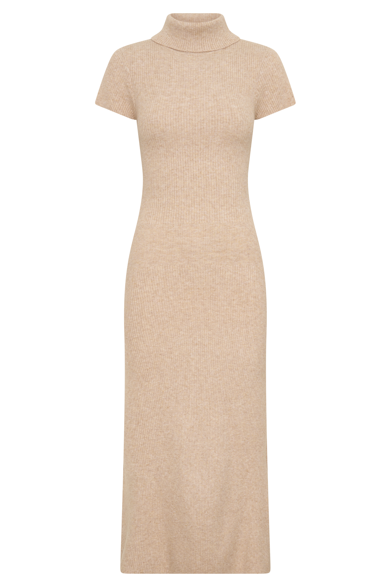 Goldie High Neck Knit Midi Dress - Camel
