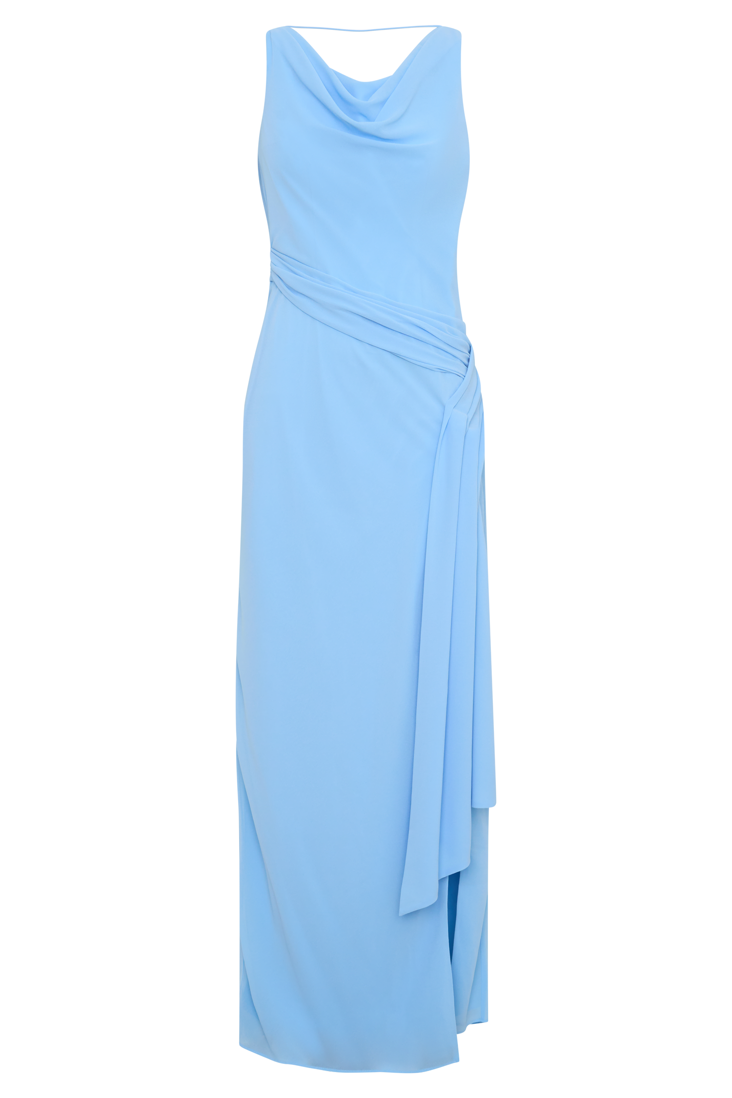 Marjorie Draped Back Chiffon Maxi Dress - Sky Blue
