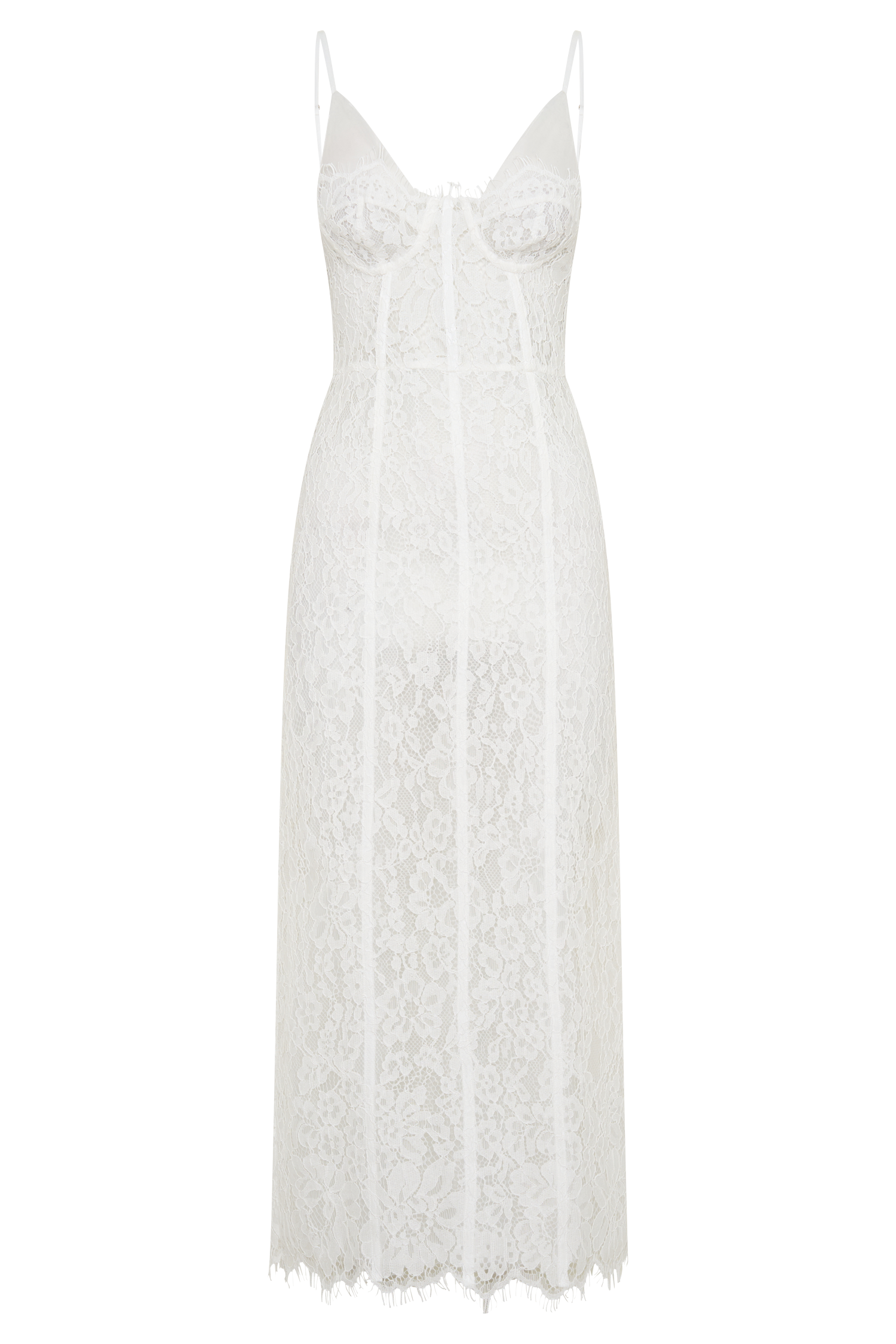 Ottilie Lace And Mesh Midi Dress - White