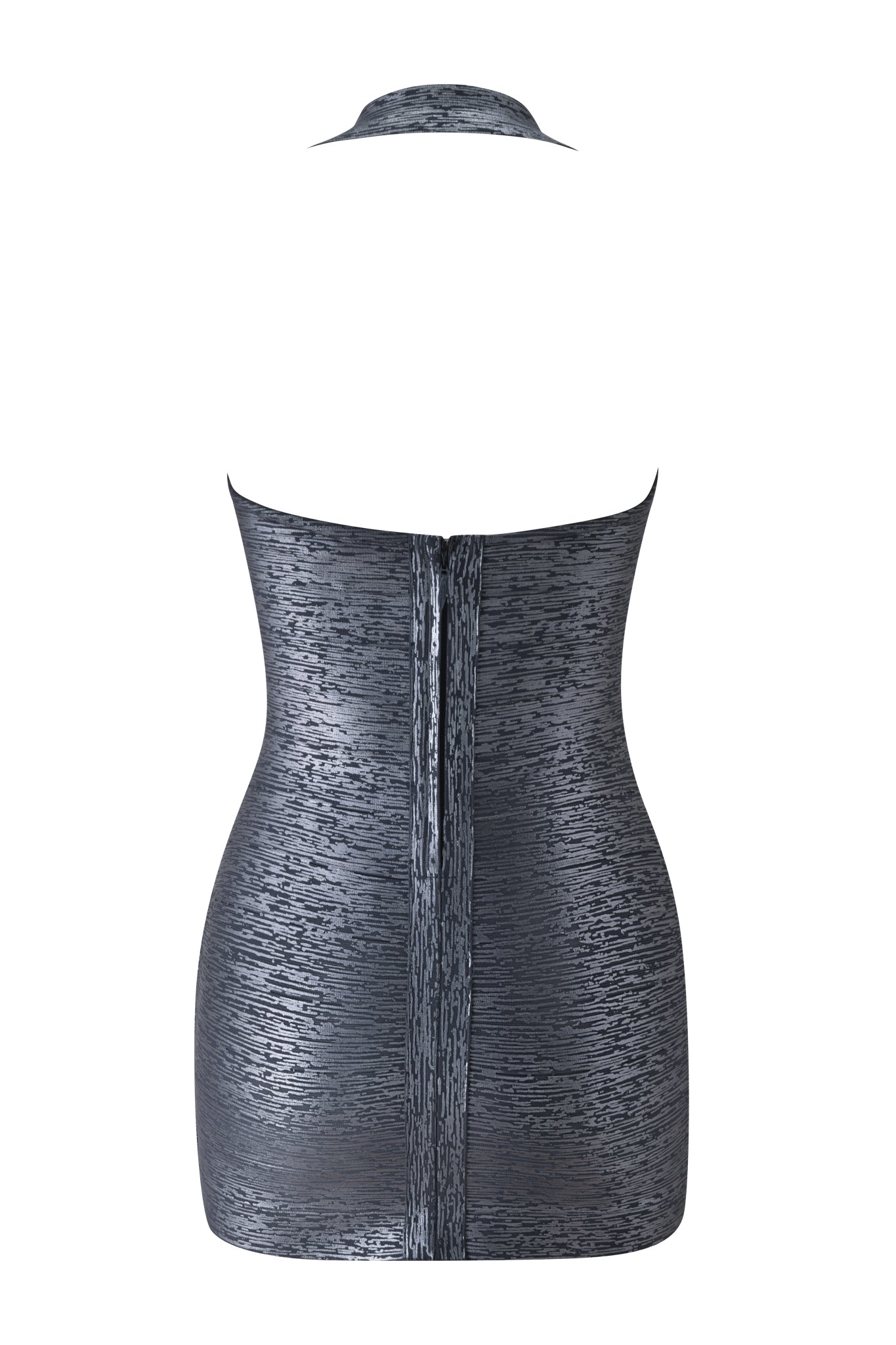 AIDEN PLATINUM BANDAGE MINI DRESS - CHARCOAL