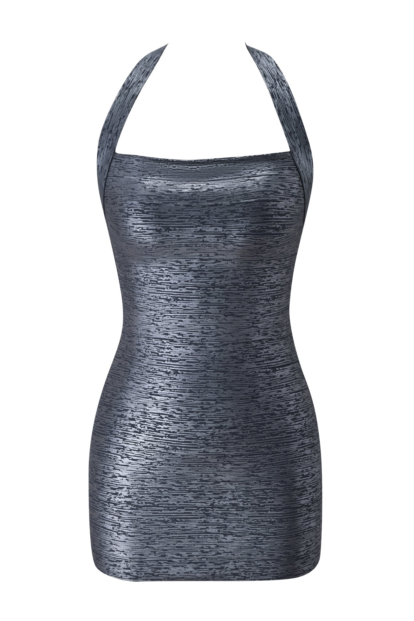 AIDEN PLATINUM BANDAGE MINI DRESS - CHARCOAL