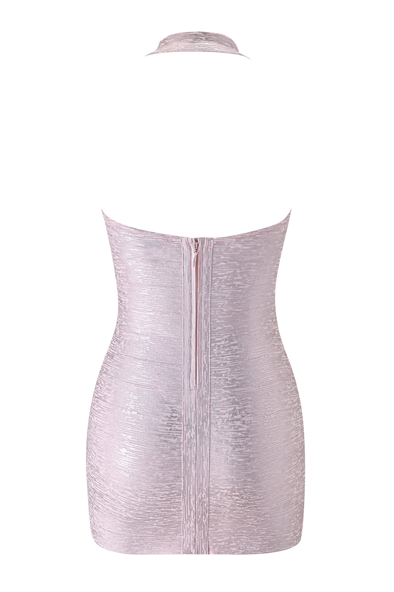 AIDEN PLATINUM BANDAGE MINI DRESS - PINK PEARL