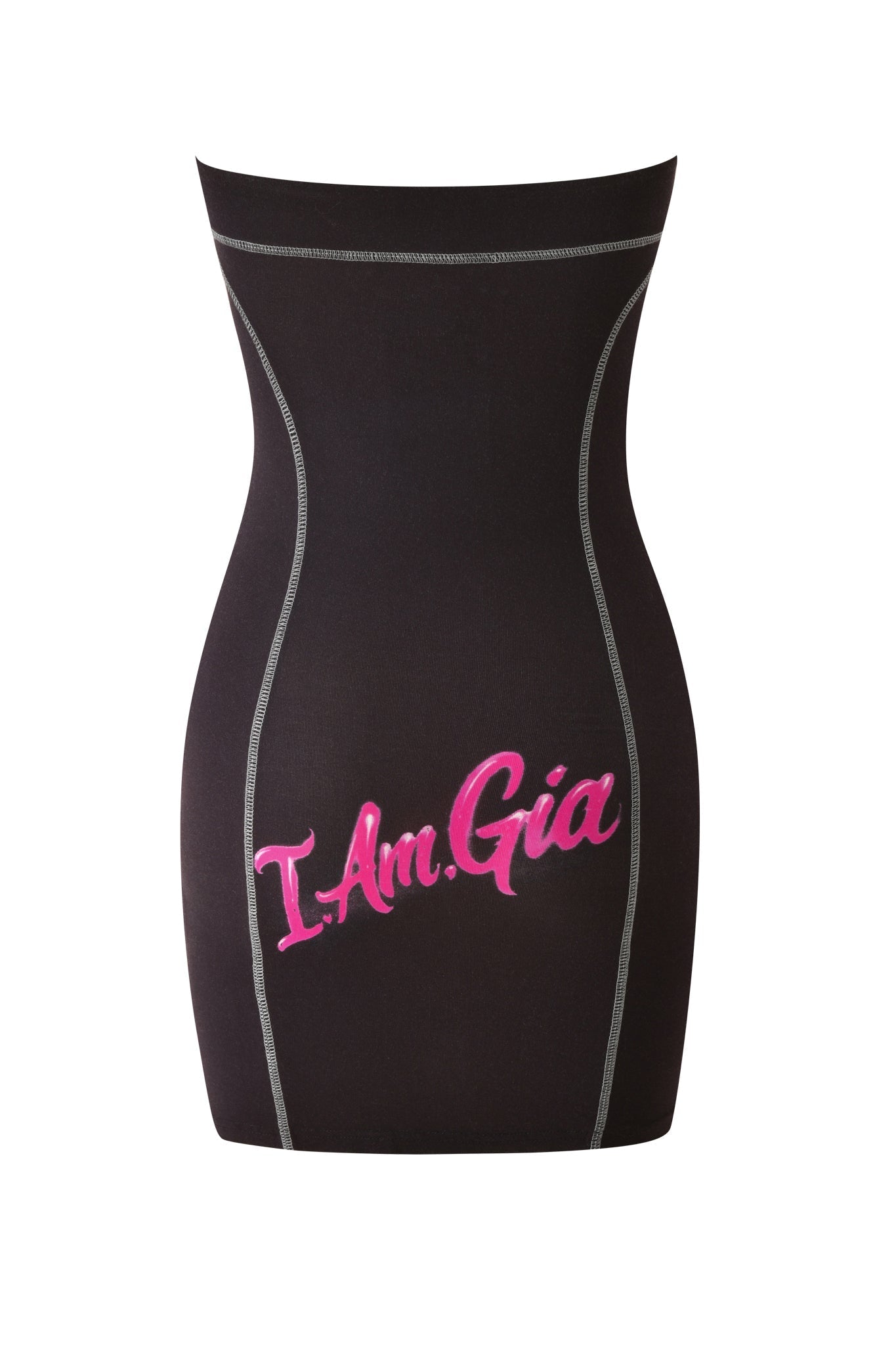 T-REX BLARE BOOB TUBE MINI DRESS - BLACK