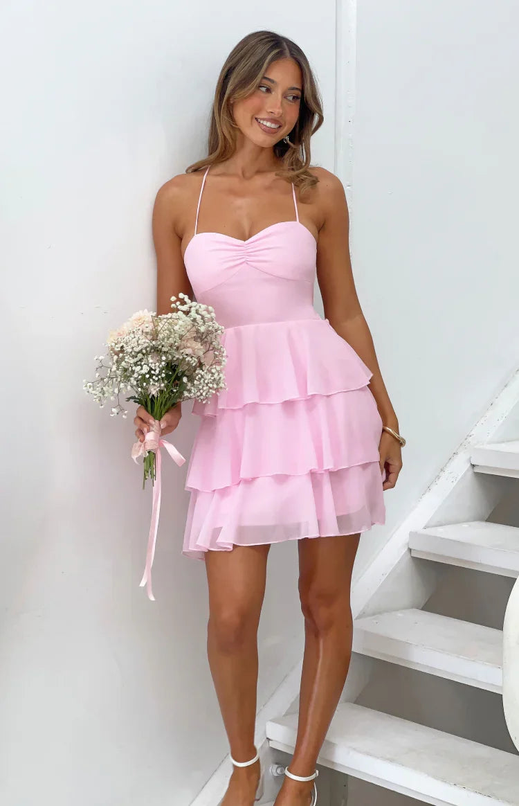 Georgie Pink Ruffle Mini Dress