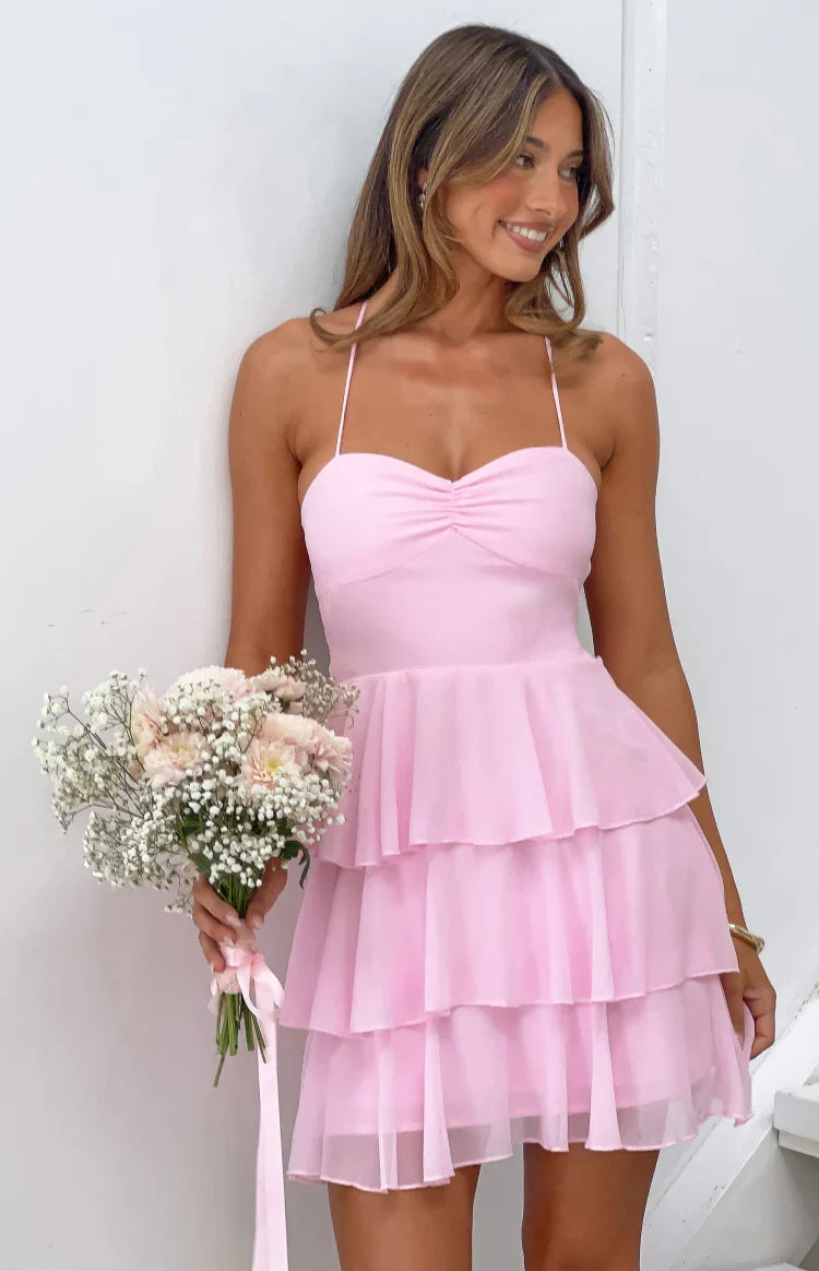 Georgie Pink Ruffle Mini Dress