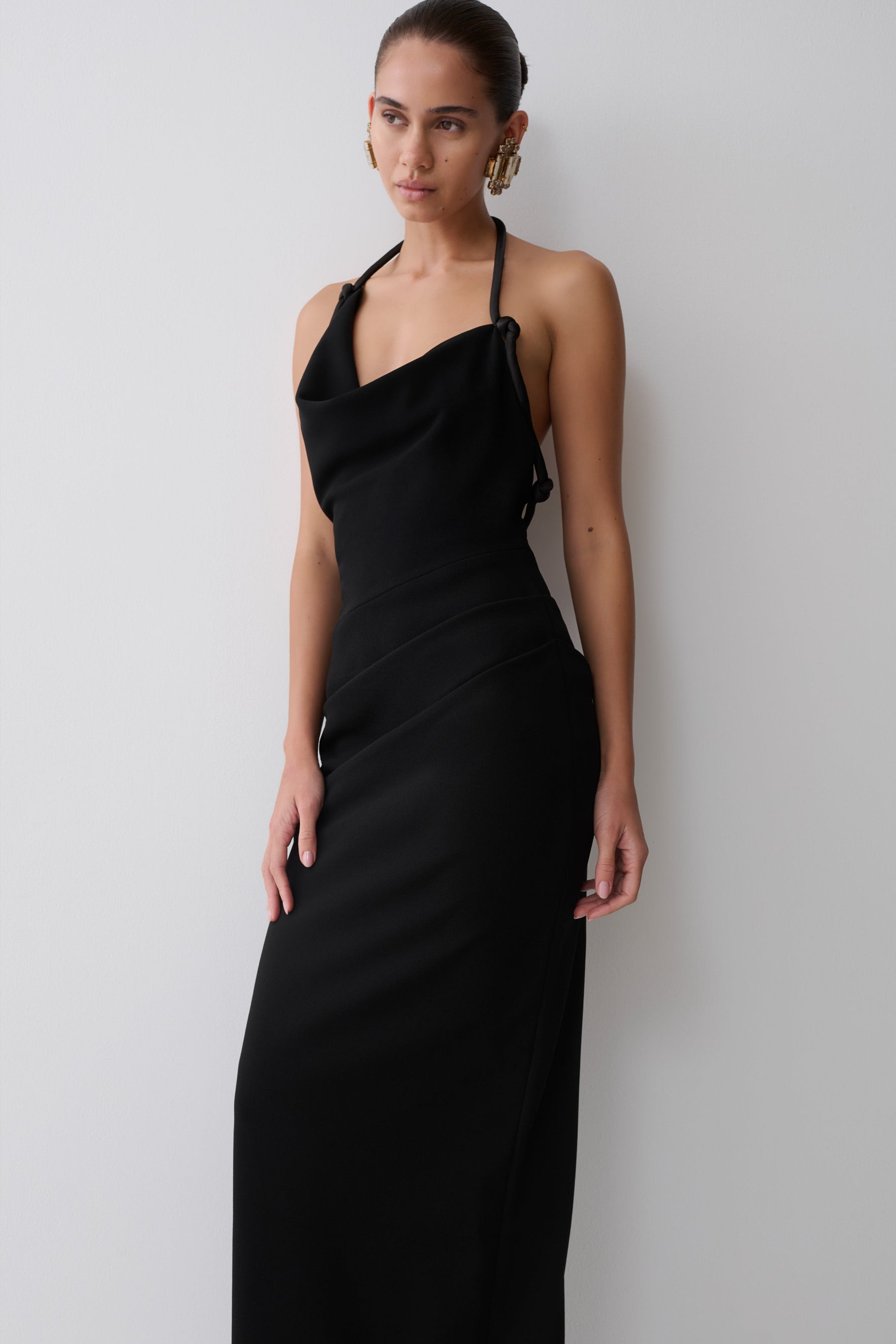 Gracie Halter Maxi Dress - Black