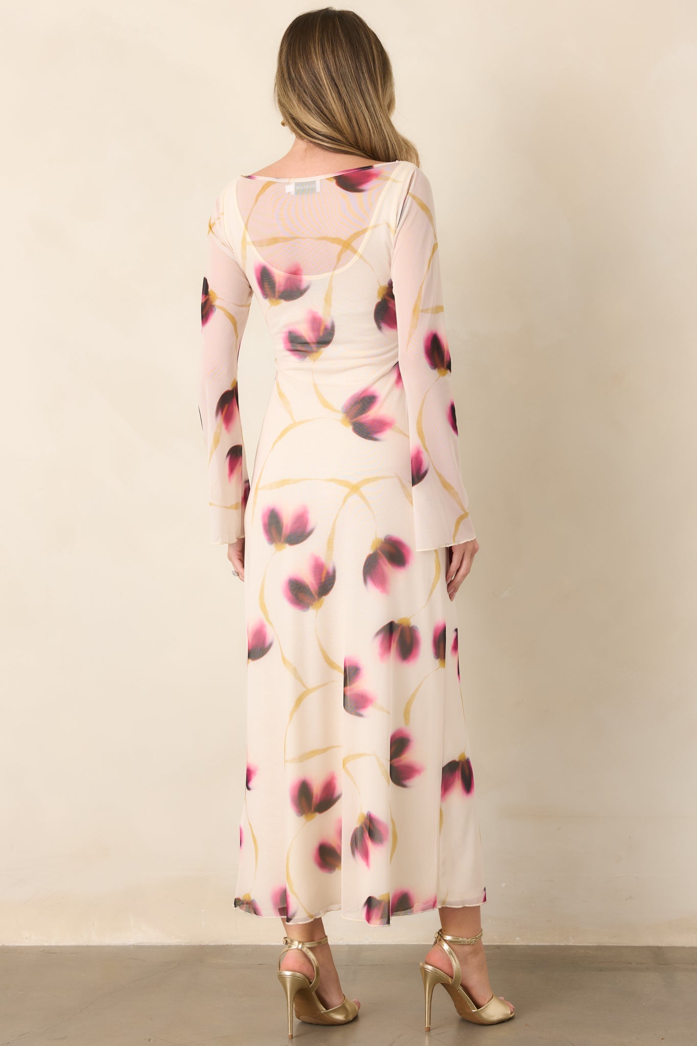 MINKPINK Emery Ivory Floral Mesh Midi Dress