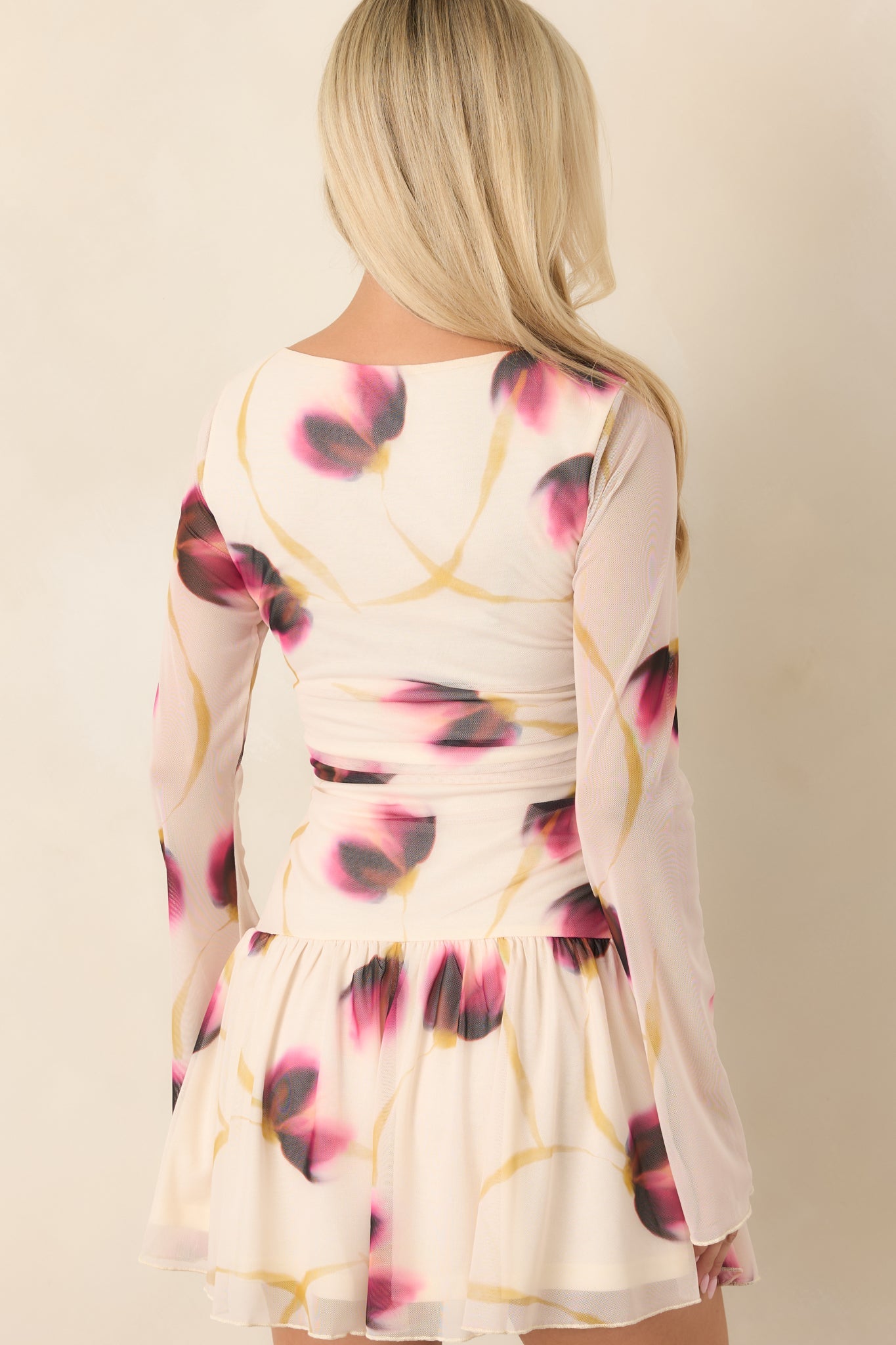 MINKPINK Emery Ivory Floral Mesh Mini Dress