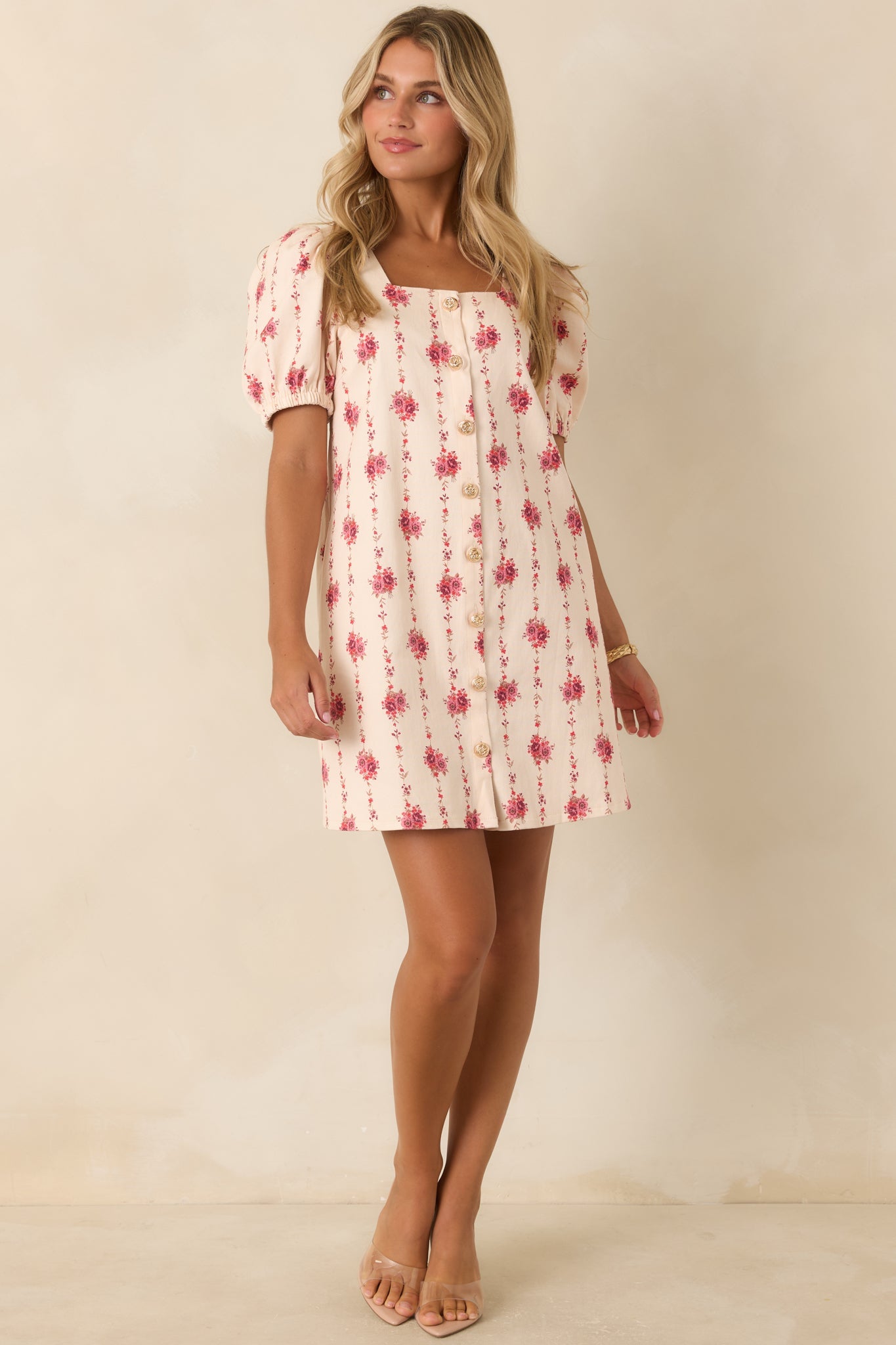 Garden Keepsake Ivory Floral Cotton Mini Dress