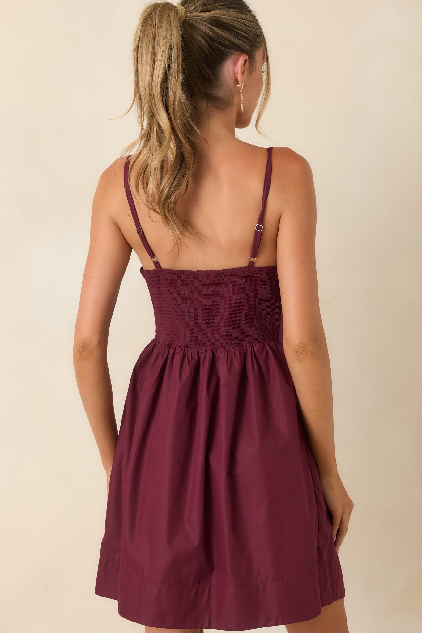 Pressed to Impress Wine Red Pleated Mini Dress