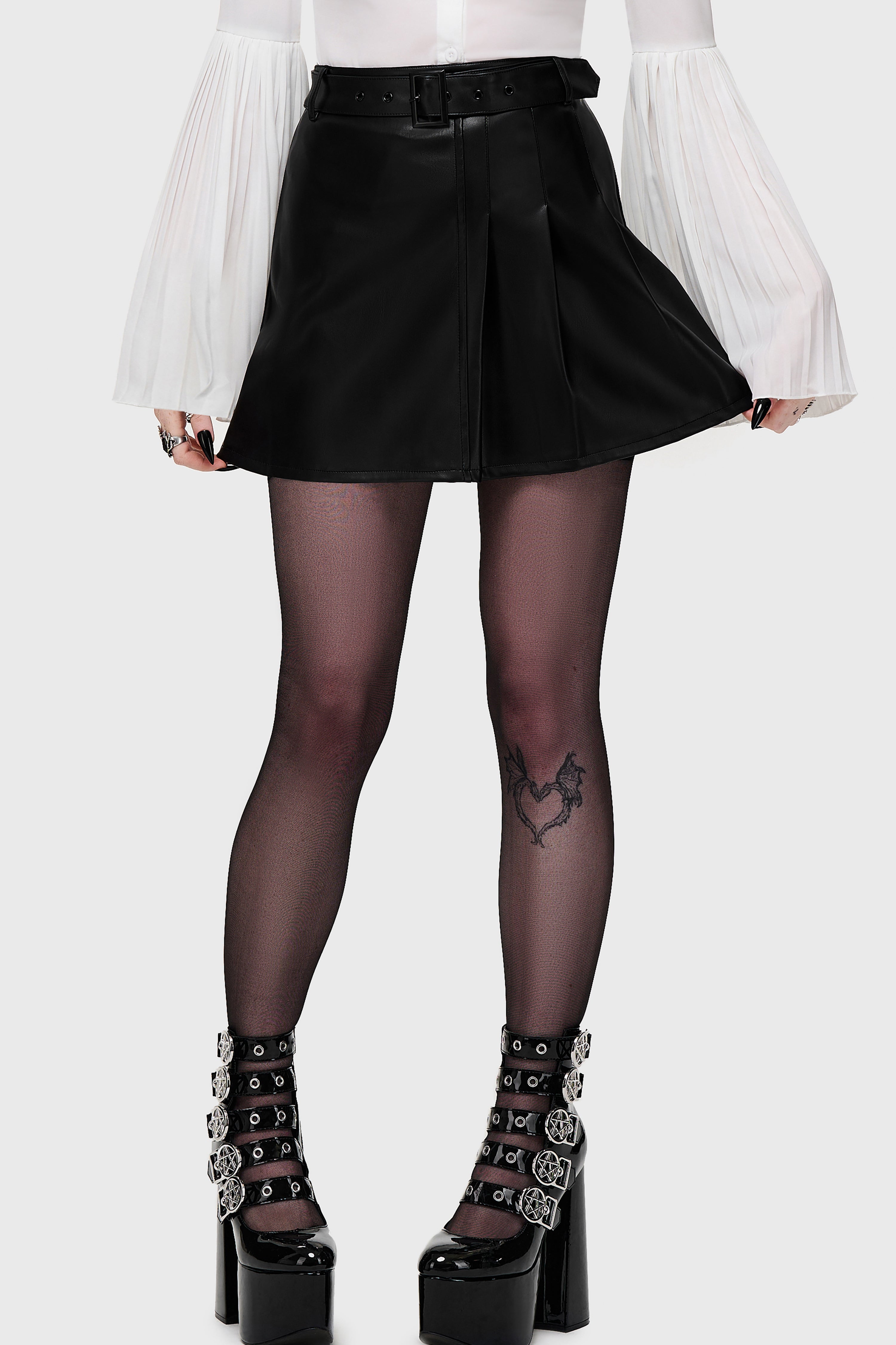 Noir Half Pleat Mini Skirt