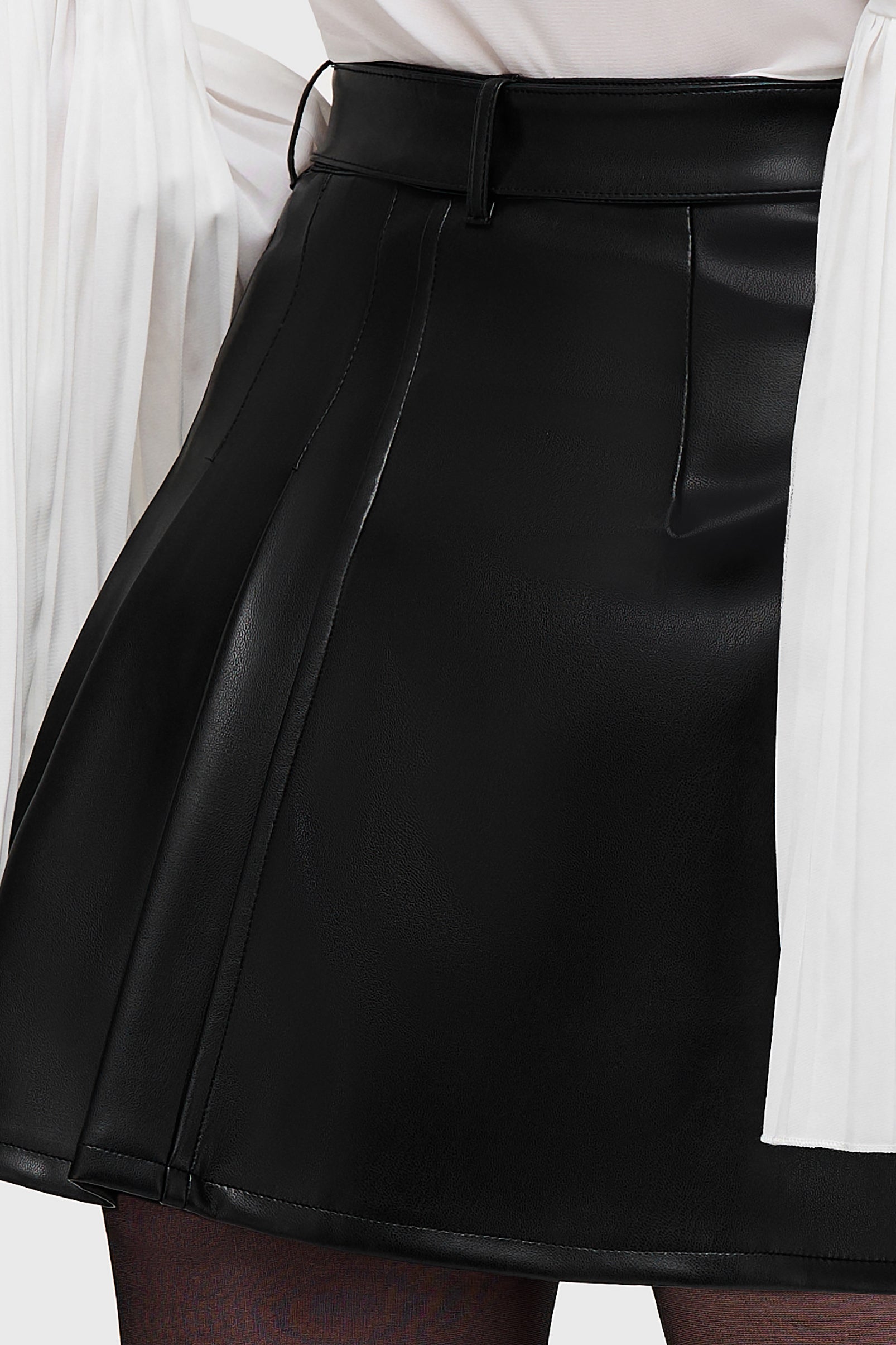 Noir Half Pleat Mini Skirt