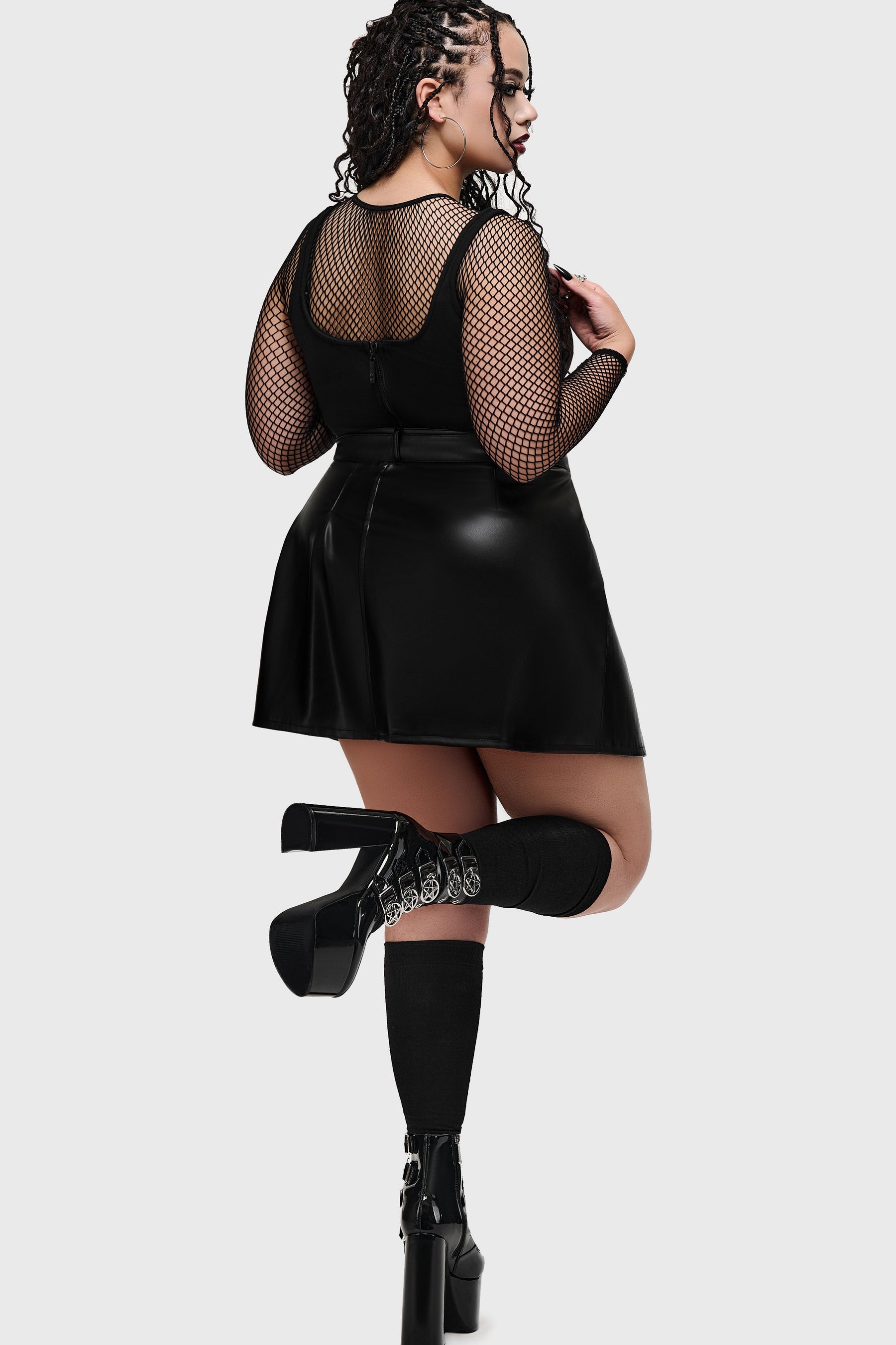Noir Half Pleat Mini Skirt