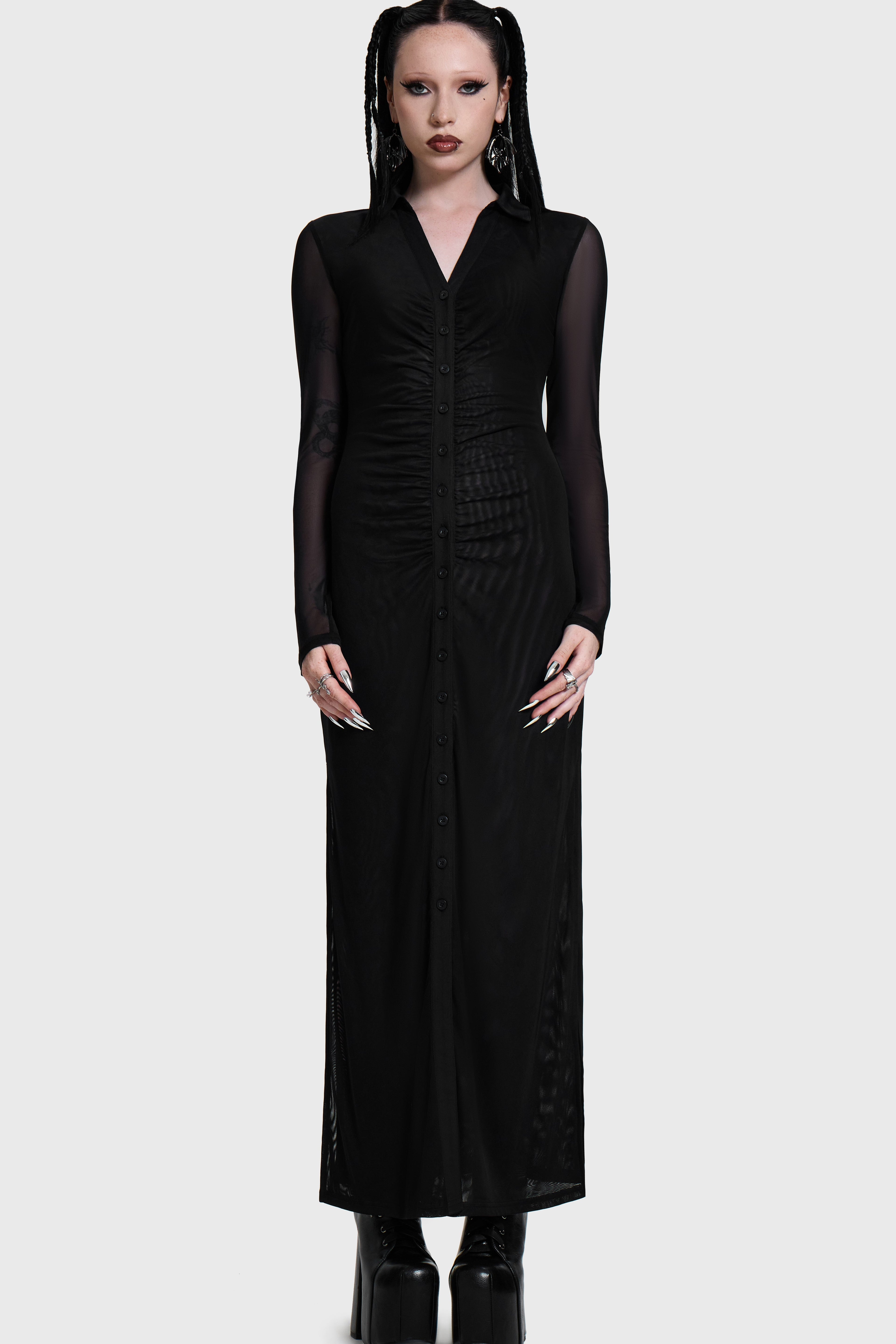 Noir Ruin Mesh Maxi Dress