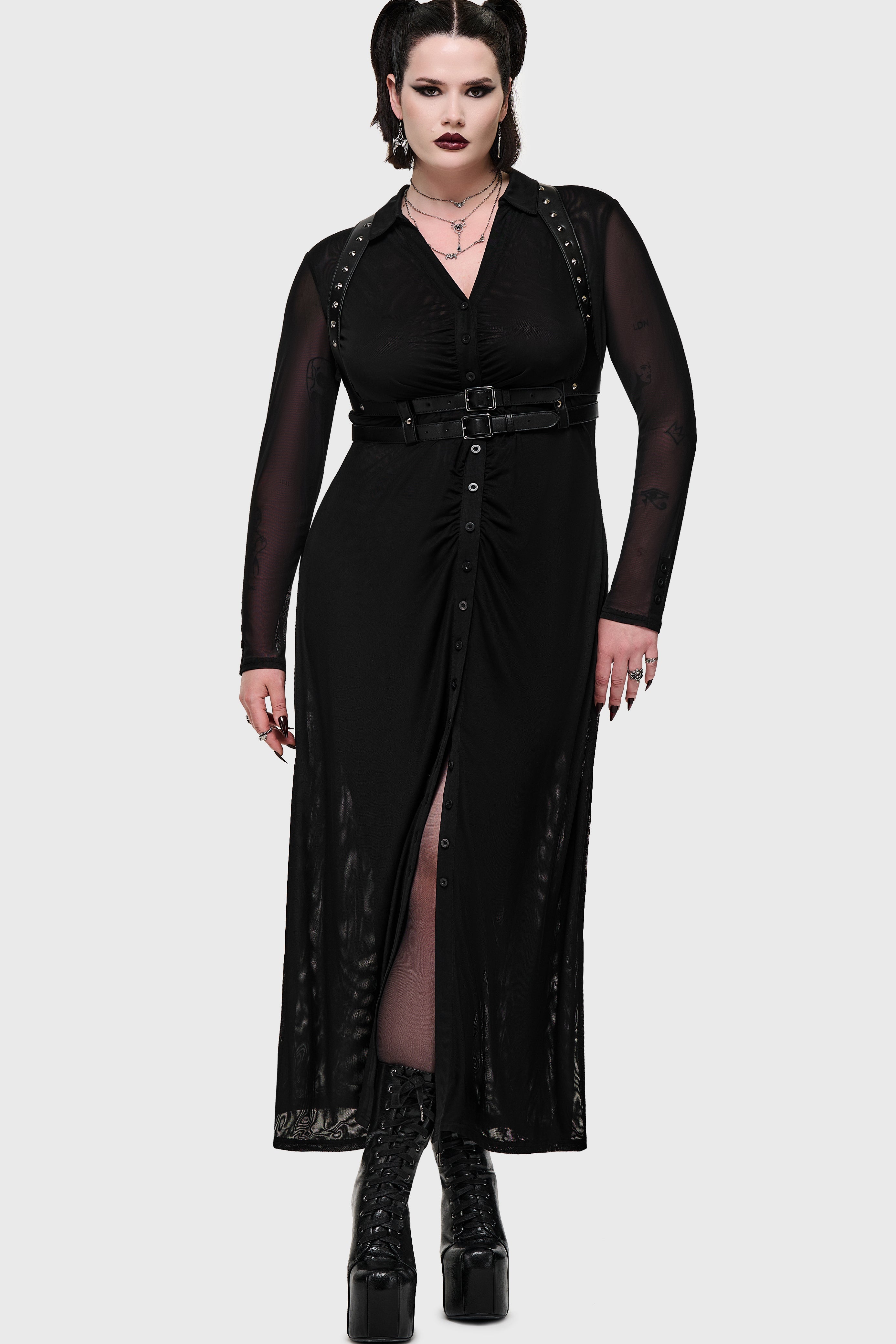 Noir Ruin Mesh Maxi Dress
