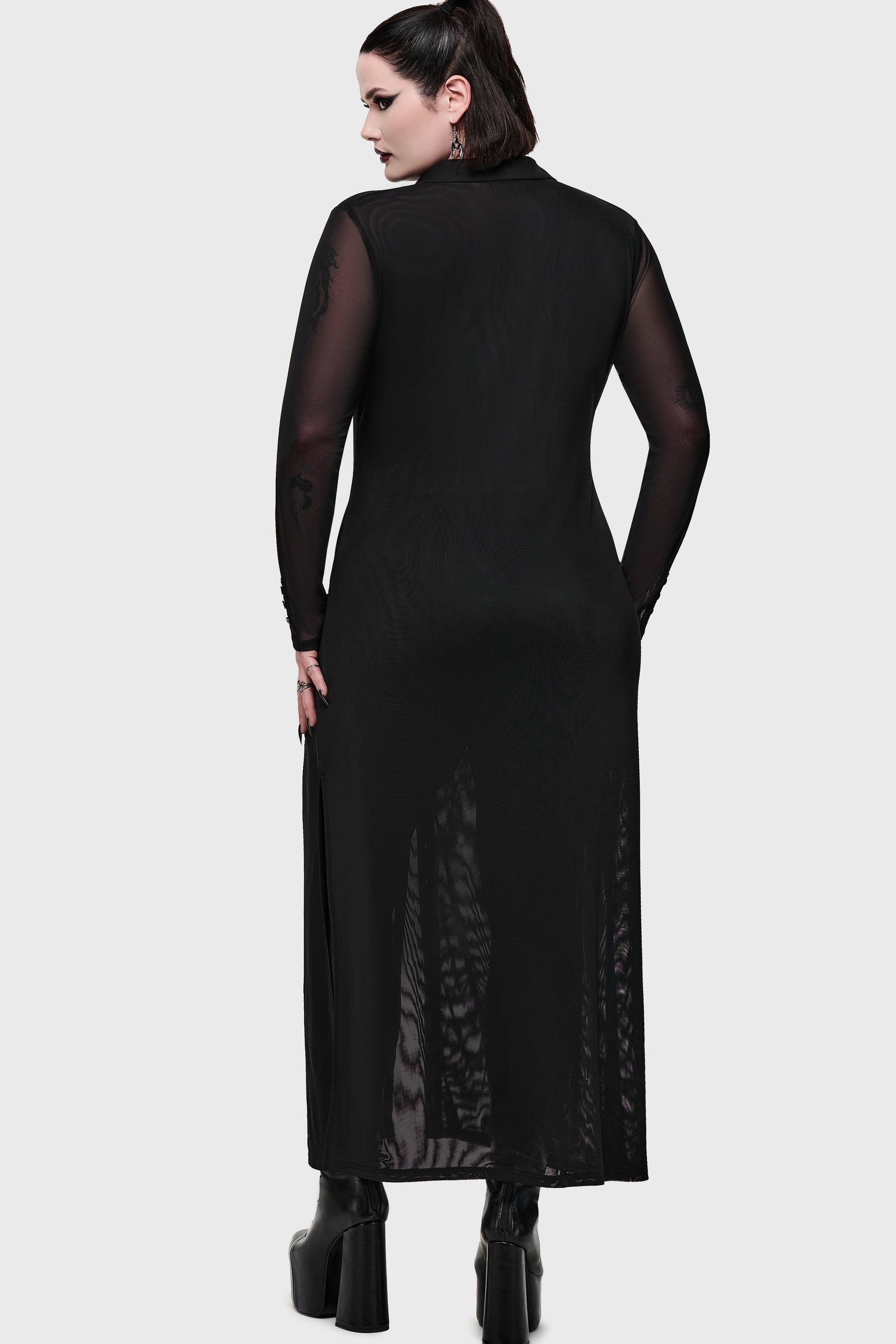 Noir Ruin Mesh Maxi Dress