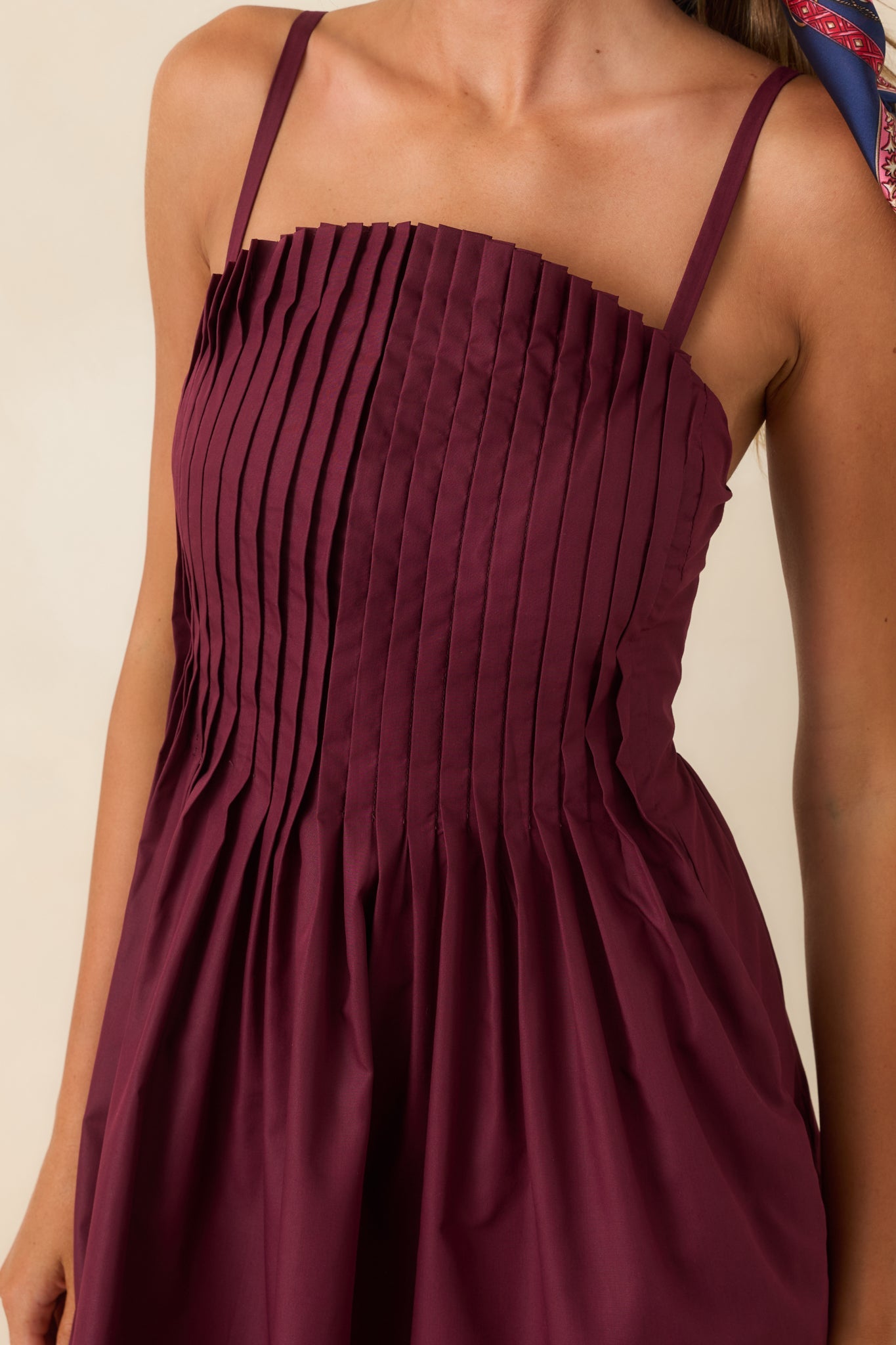 Pressed to Impress Wine Red Pleated Mini Dress