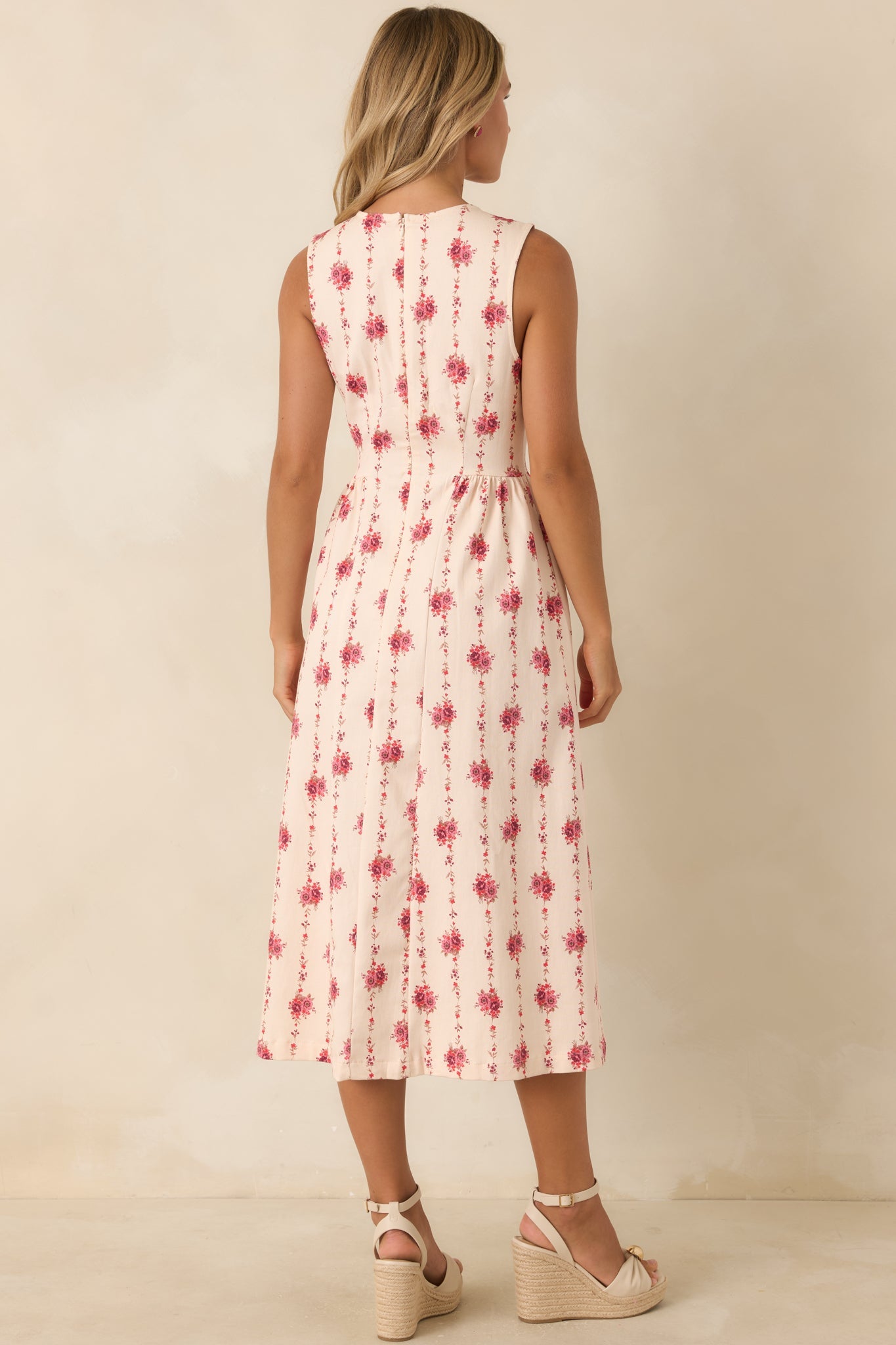 Heirloom Blooms Ivory Floral Cotton Midi Dress