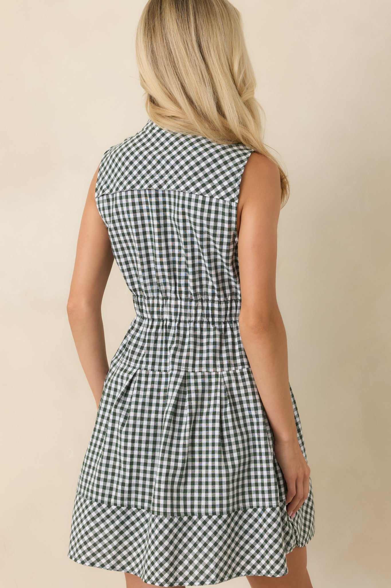 Made for Wandering Hunter Green Gingham Sleeveless Mini Dress